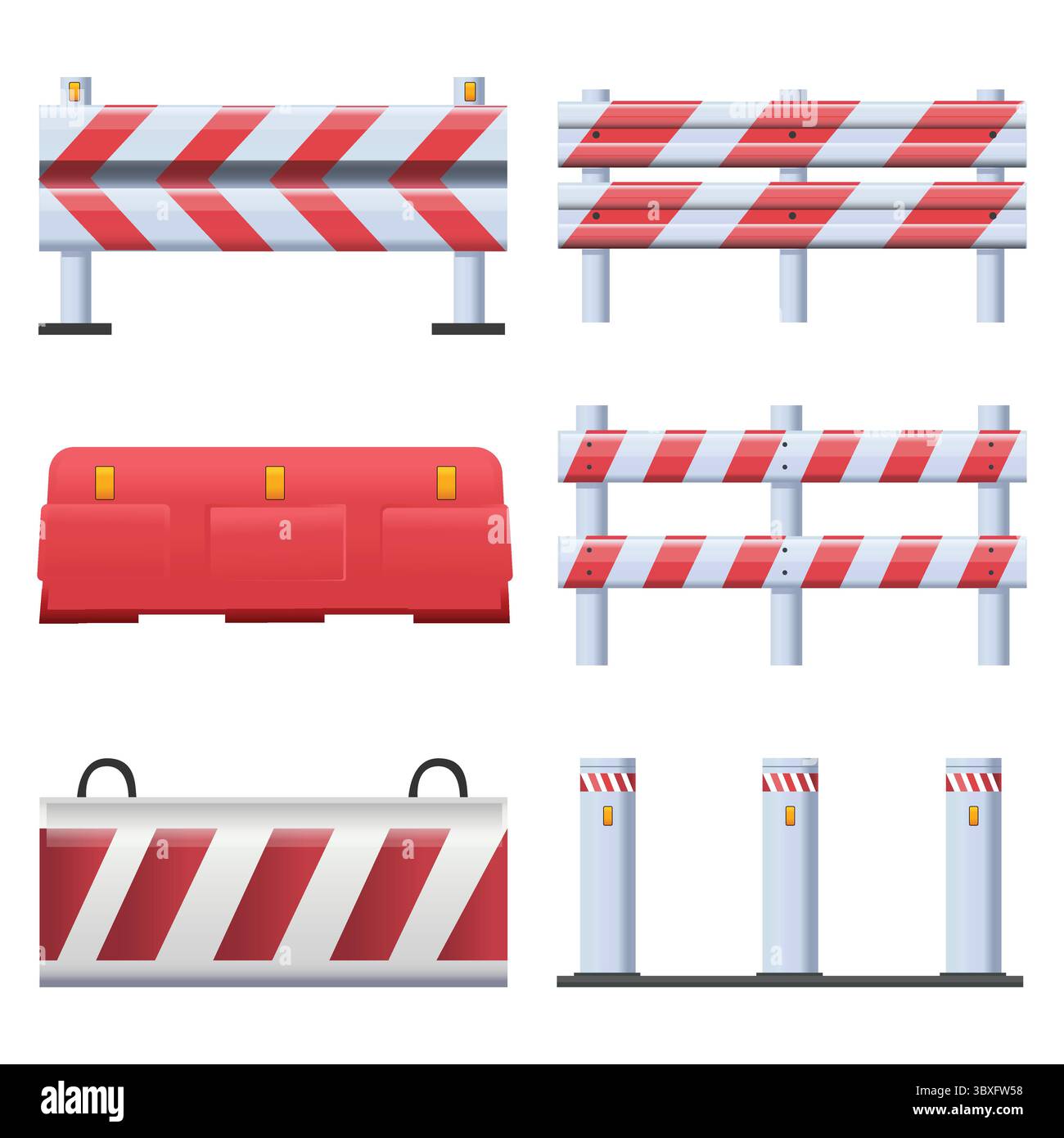 Barrages routiers fermés rayés, obstacles rouges incorrect vol 01 Illustration de Vecteur