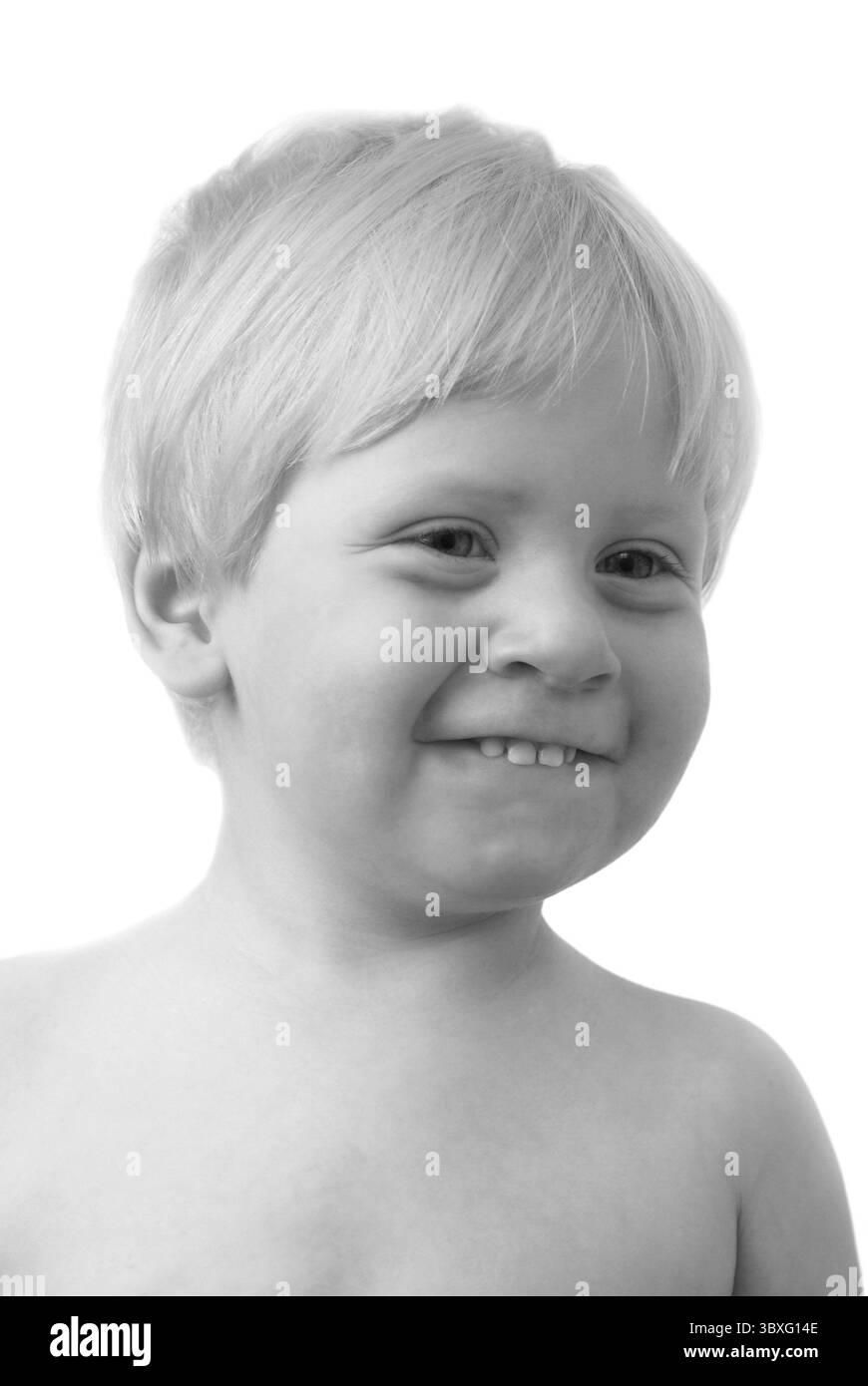 Photo en noir et blanc de l'enfant un gros plan Banque D'Images