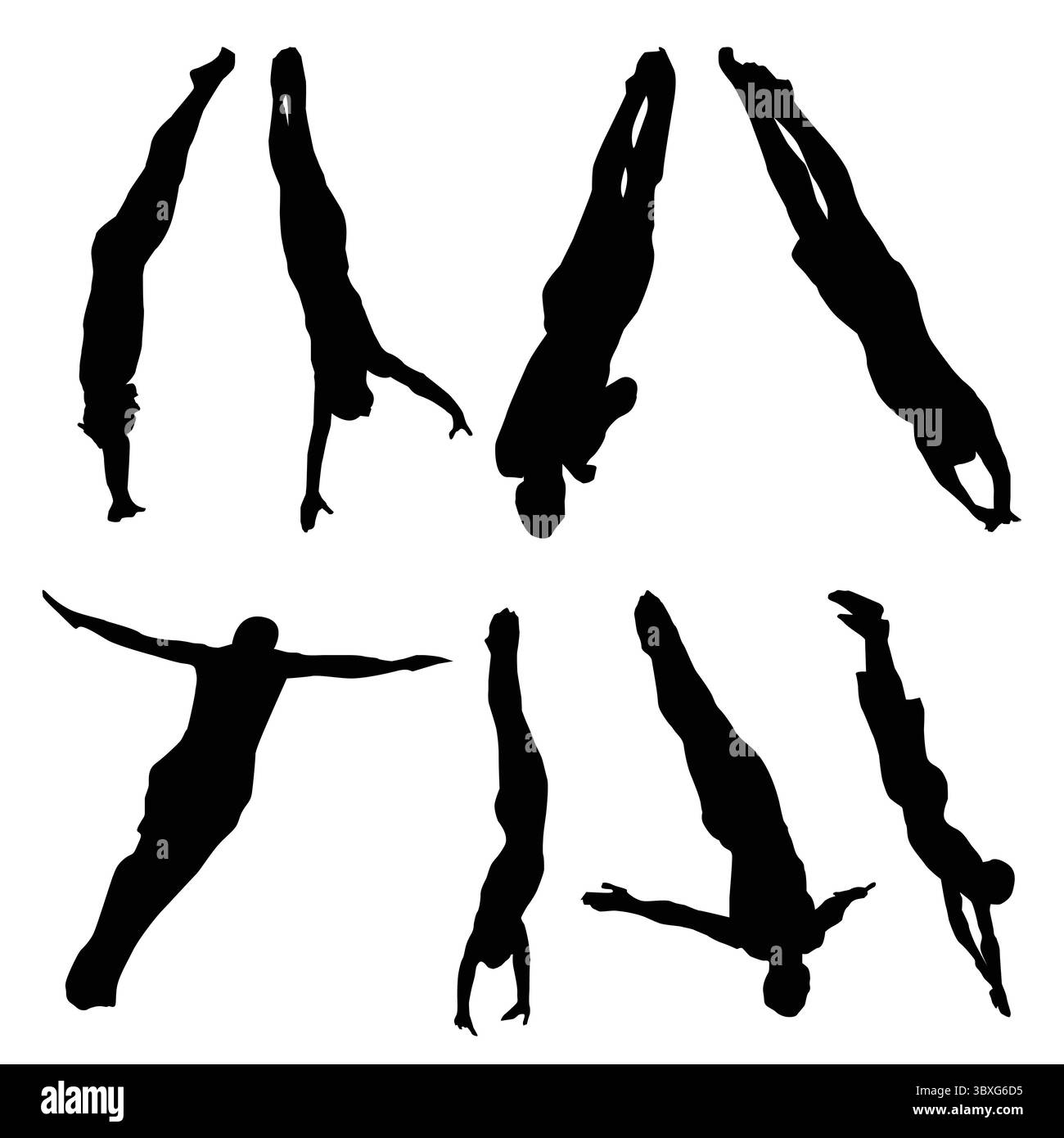 Plongée Sports Silhouette Shape Drawing vol 6 Illustration de Vecteur