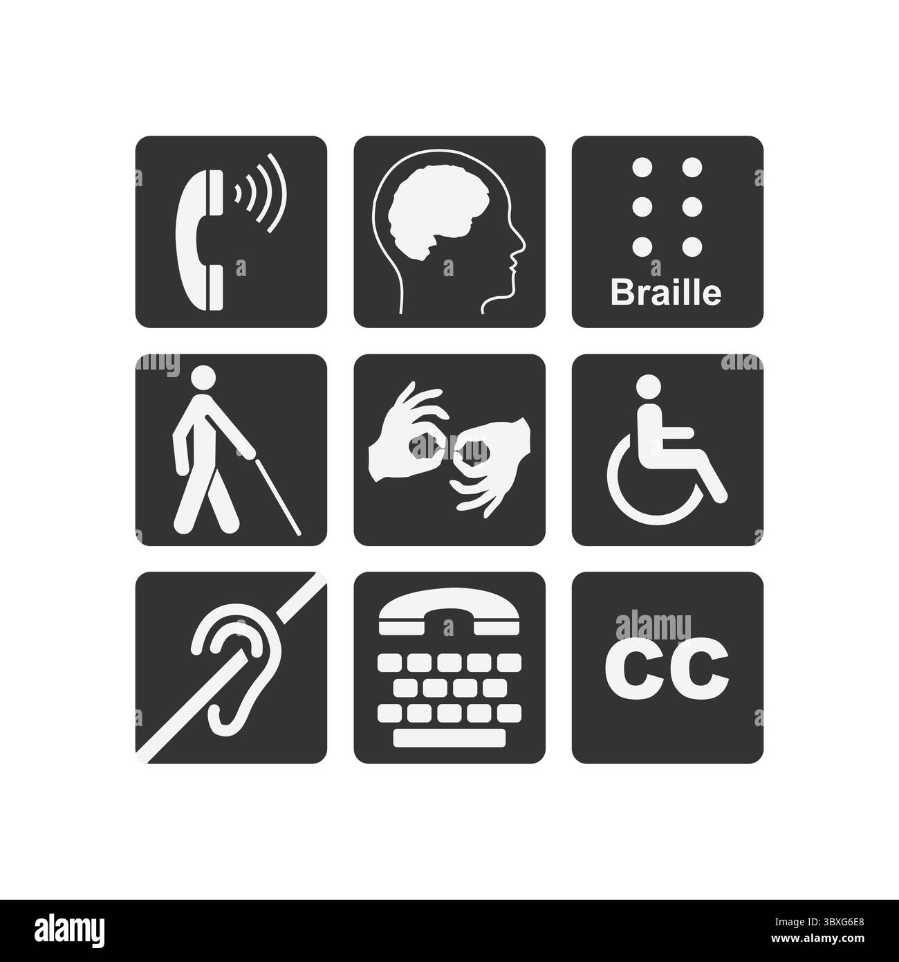 Symboles de handicap illustrations sur fond blanc vol 01 Illustration de Vecteur