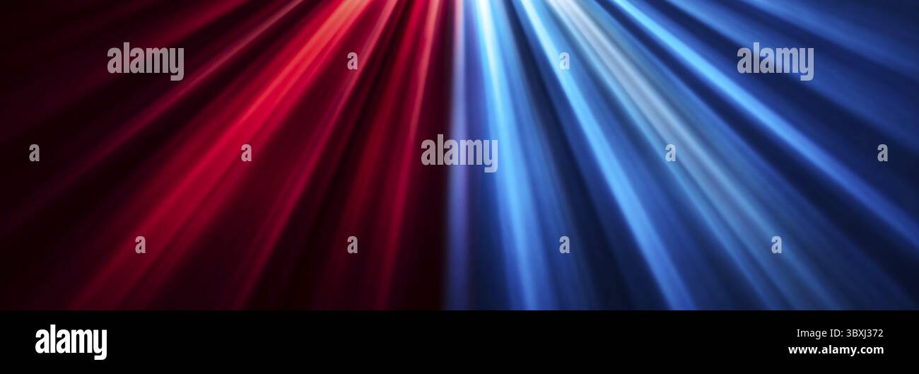 Lasershow avec plusieurs faisceaux laser dans le brouillard, les concepts des arts de la performance, faisceaux de lumière colorés du réflecteur à travers le ciel nocturne brumeux Banque D'Images