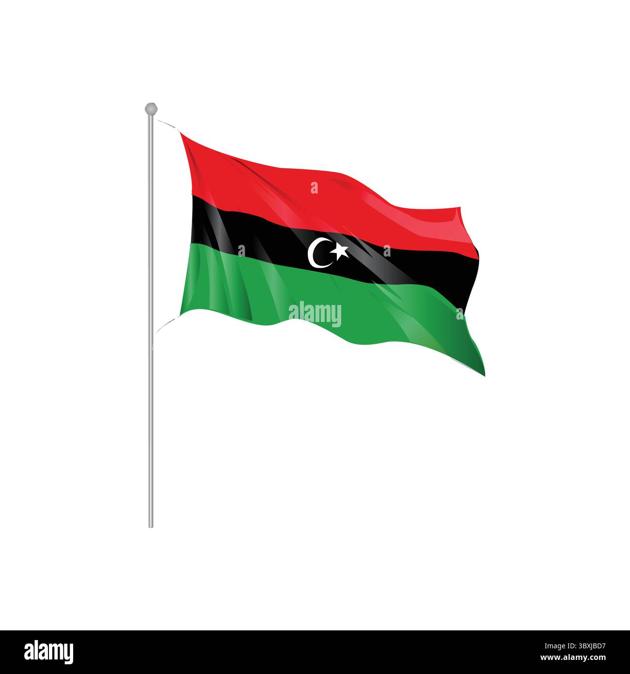 Libye pays Wavy drapeau dessin à la main illustration vol 01 Illustration de Vecteur