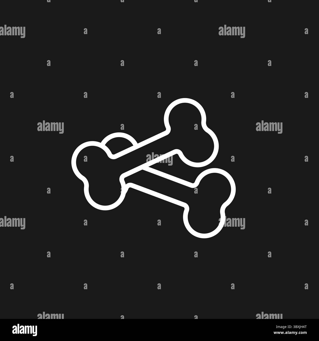 Icône des os croisés pour les gâteries pour chiens, les soins pour animaux de compagnie et la santé orthopédique du squelette Illustration de Vecteur
