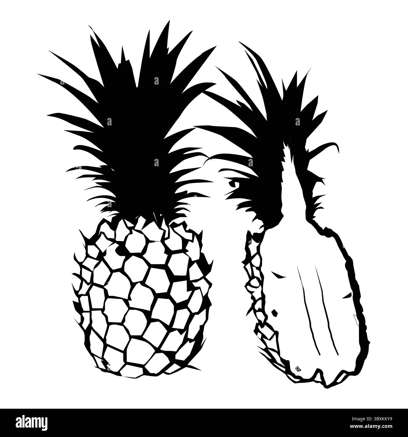 Ensemble d'illustration vectorielle ananas silhouette d'ananas, icônes de fruits tropicaux, illustration d'ananas noir, ananas abstraits Illustration de Vecteur