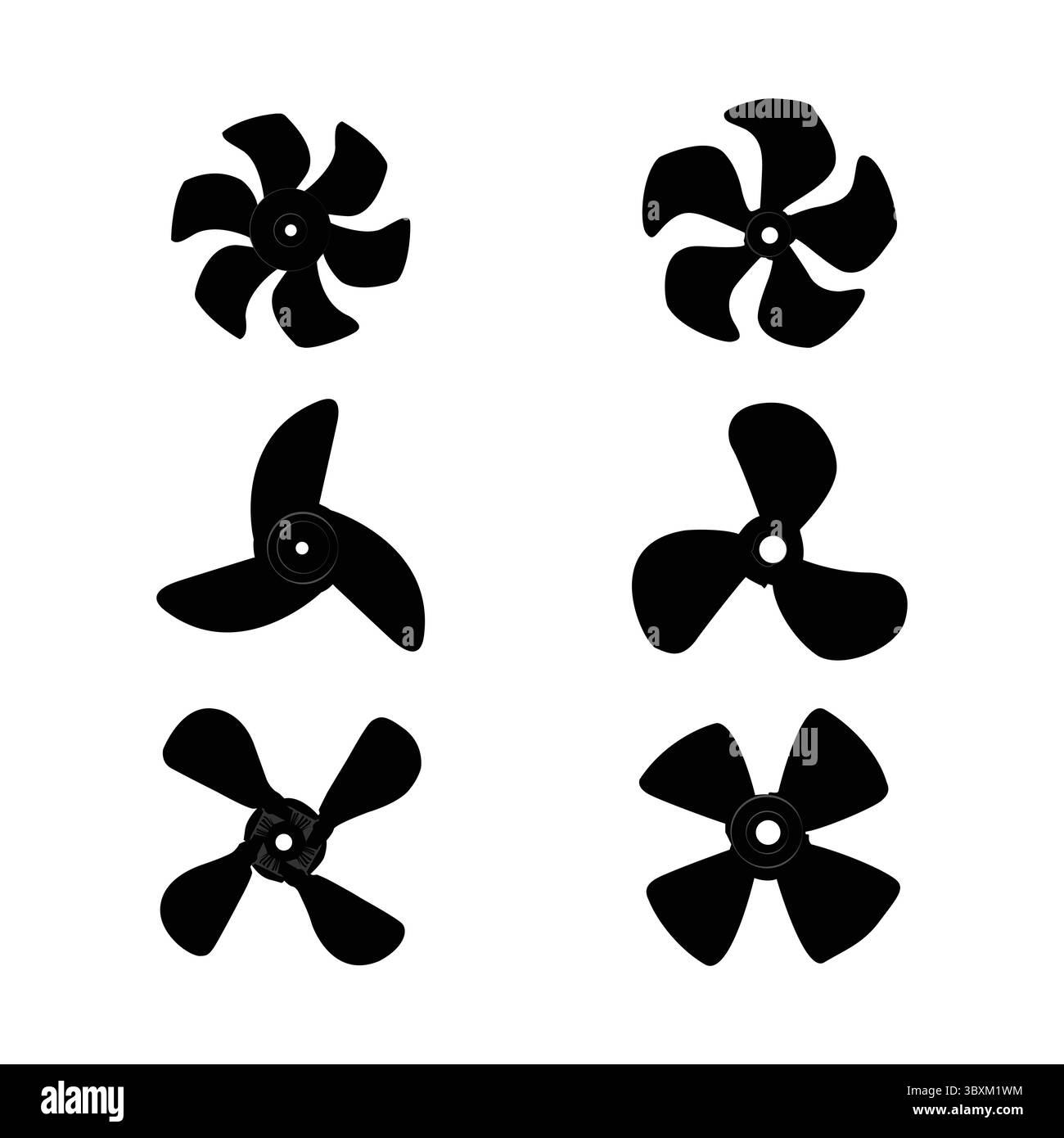 Hélice rotative, ingénierie pratique silhouette noire vol 02 Illustration de Vecteur