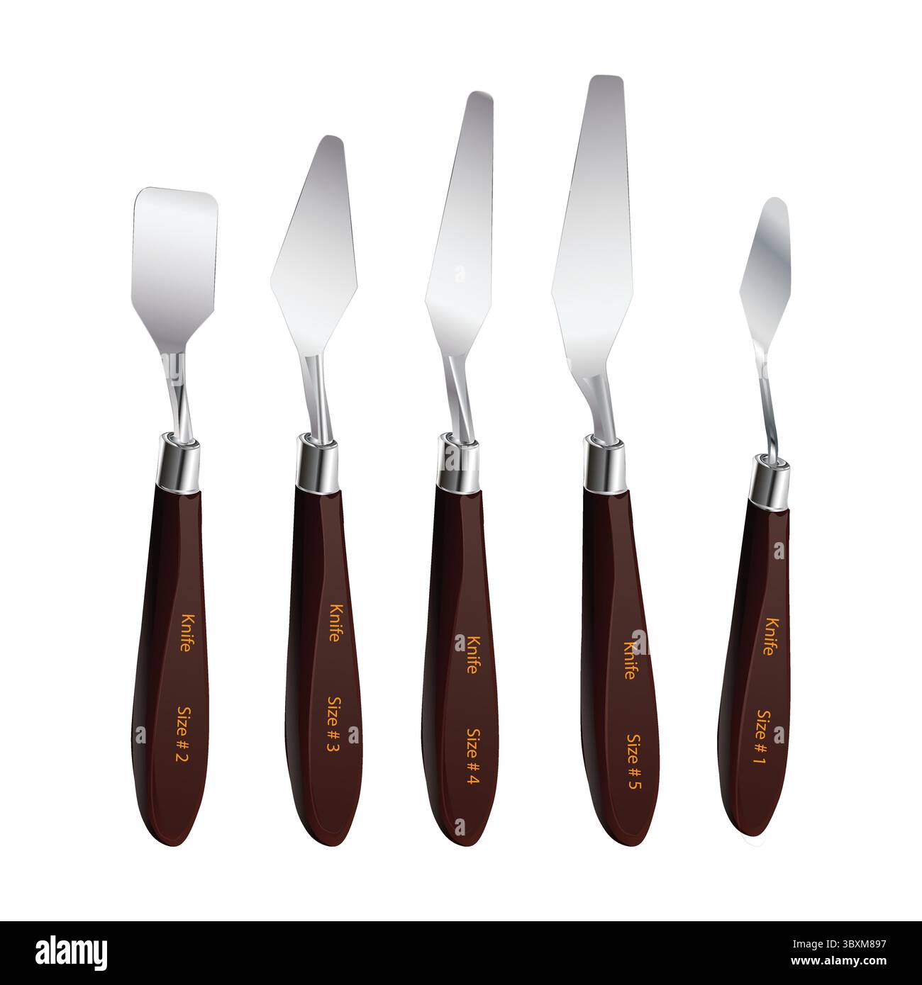 Ensemble de 5 formes palette couteau dessin à la main illustration sur fond blanc Illustration de Vecteur
