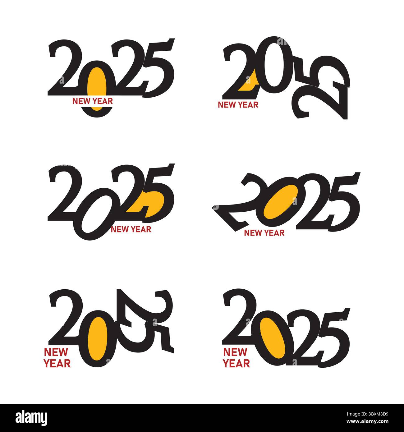 Ensemble de logo du nouvel an 2025. Numéro de l'année de conception vol 01 Illustration de Vecteur