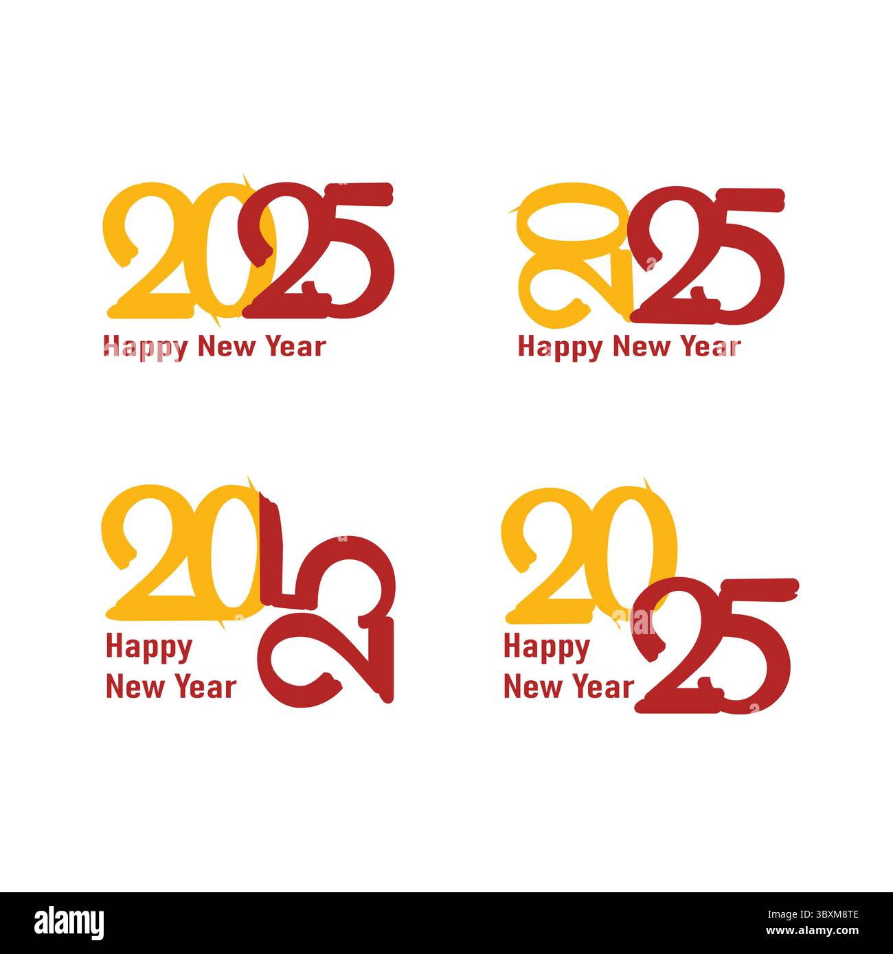 Ensemble de logo du nouvel an 2025. Numéro de l'année de conception vol 02 Illustration de Vecteur