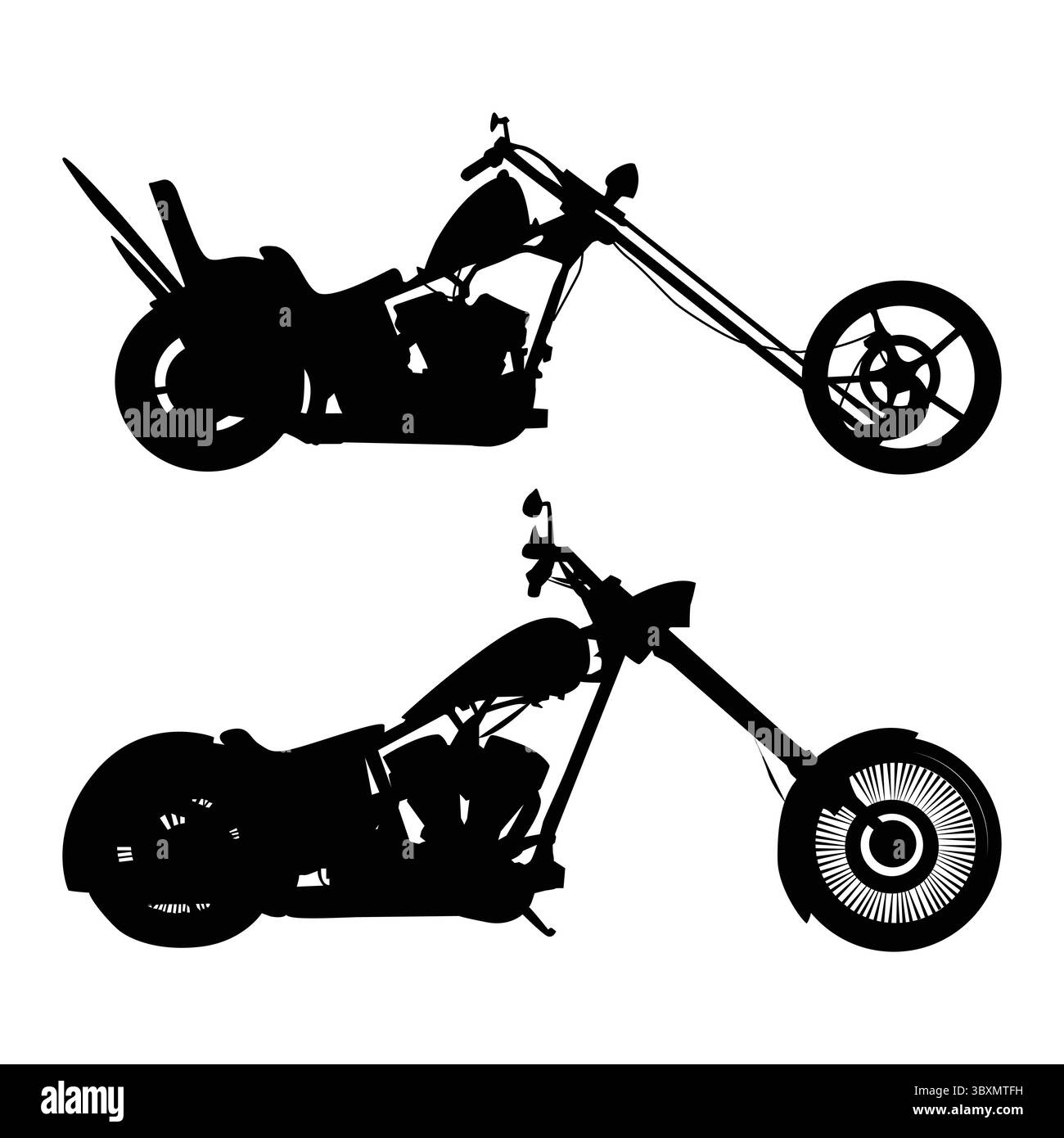 Ensemble de Old School Chopper vélo noir silhouette icônes illustration vol 01 Illustration de Vecteur