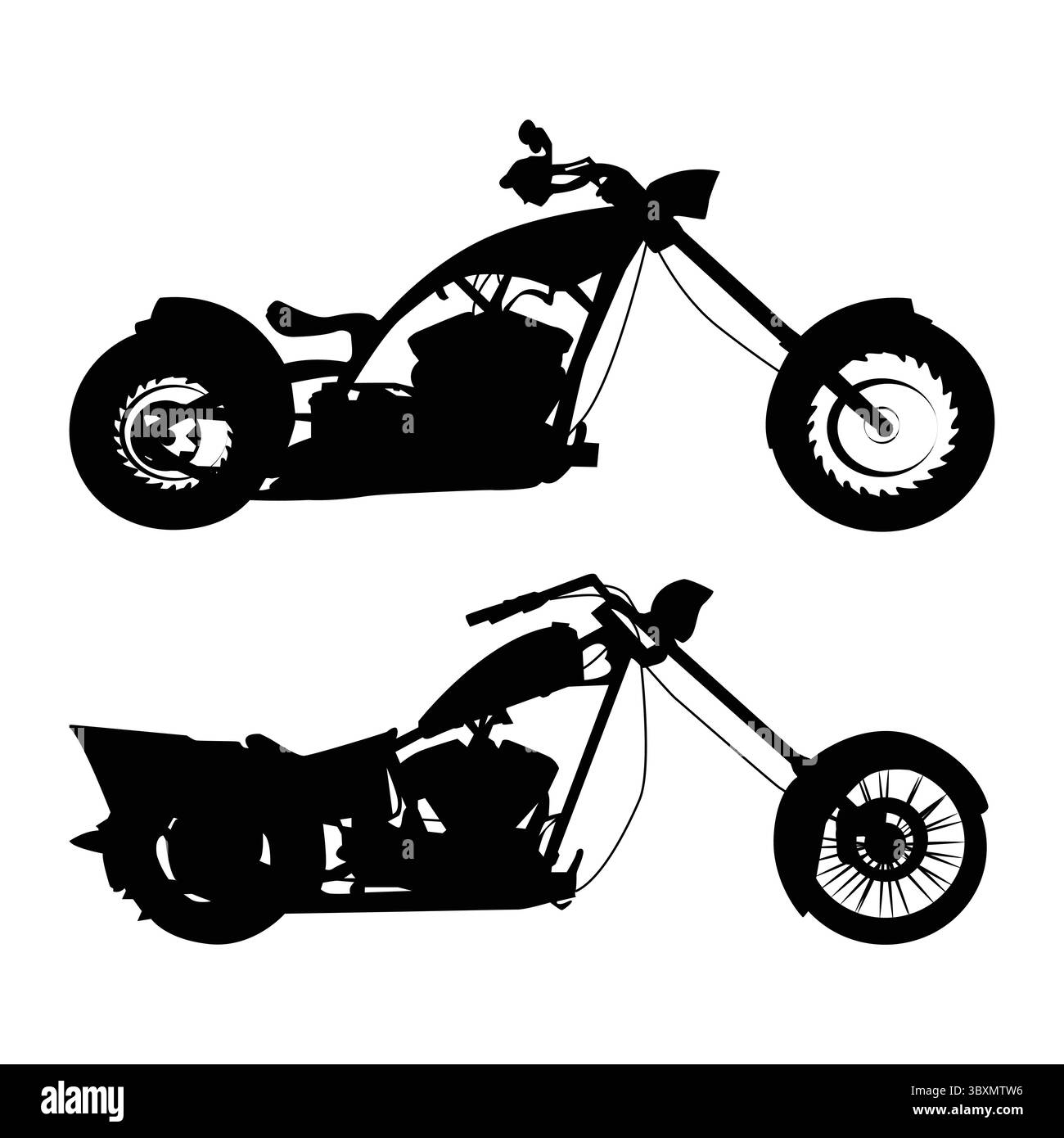 Ensemble de Old School Chopper vélo noir silhouette icônes illustration vol 03 Illustration de Vecteur