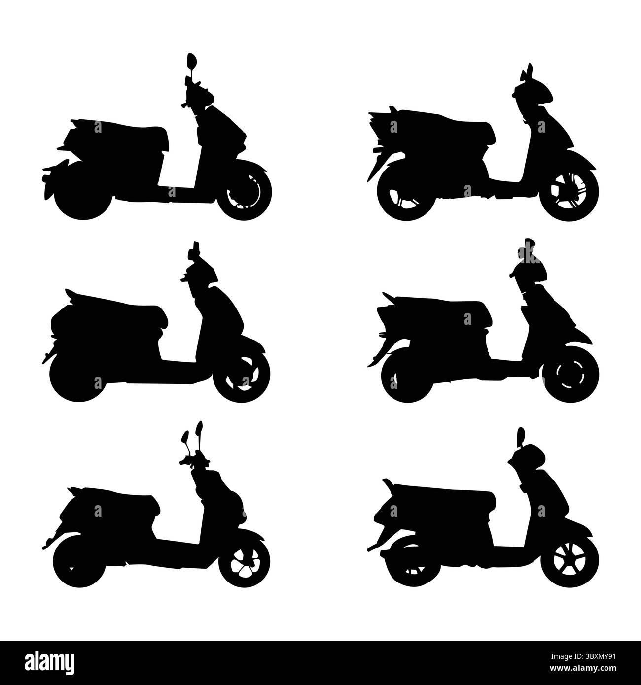 Ensemble de scooter électrique de puissance, silhouette noire de suie illustration vol 03 Illustration de Vecteur