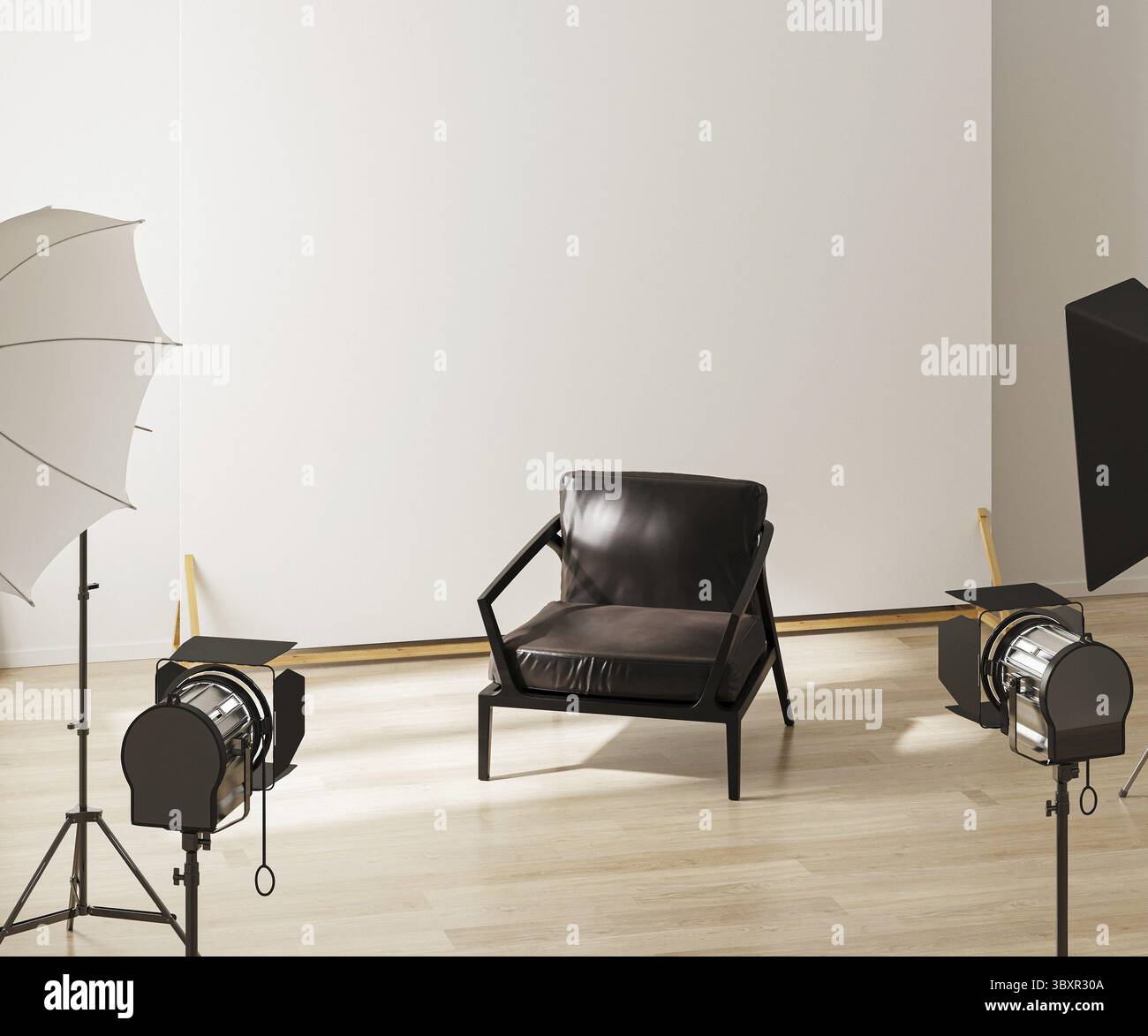 Intérieur d'un studio photo moderne avec équipement de foudre professionnel Banque D'Images