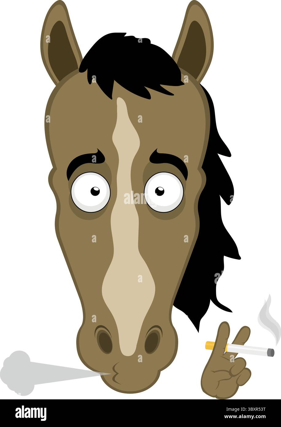 illustration vectorielle visage visage dessin animé de tuyau, fumer une cigarette Illustration de Vecteur