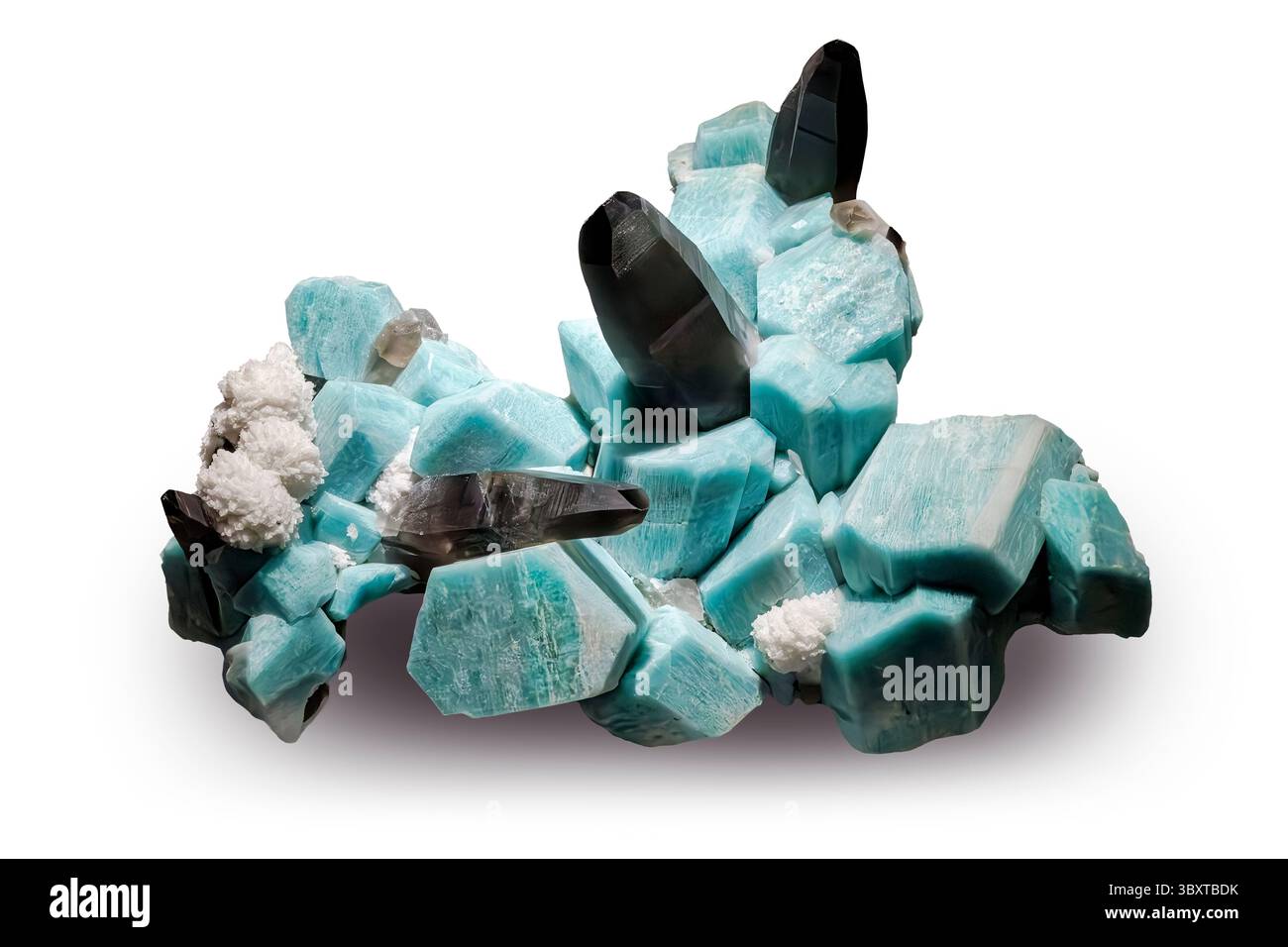 Amazonite avec Quartz fumé et albite, Pikes Peak, comté d'El Paso, Colorado, États-Unis Banque D'Images
