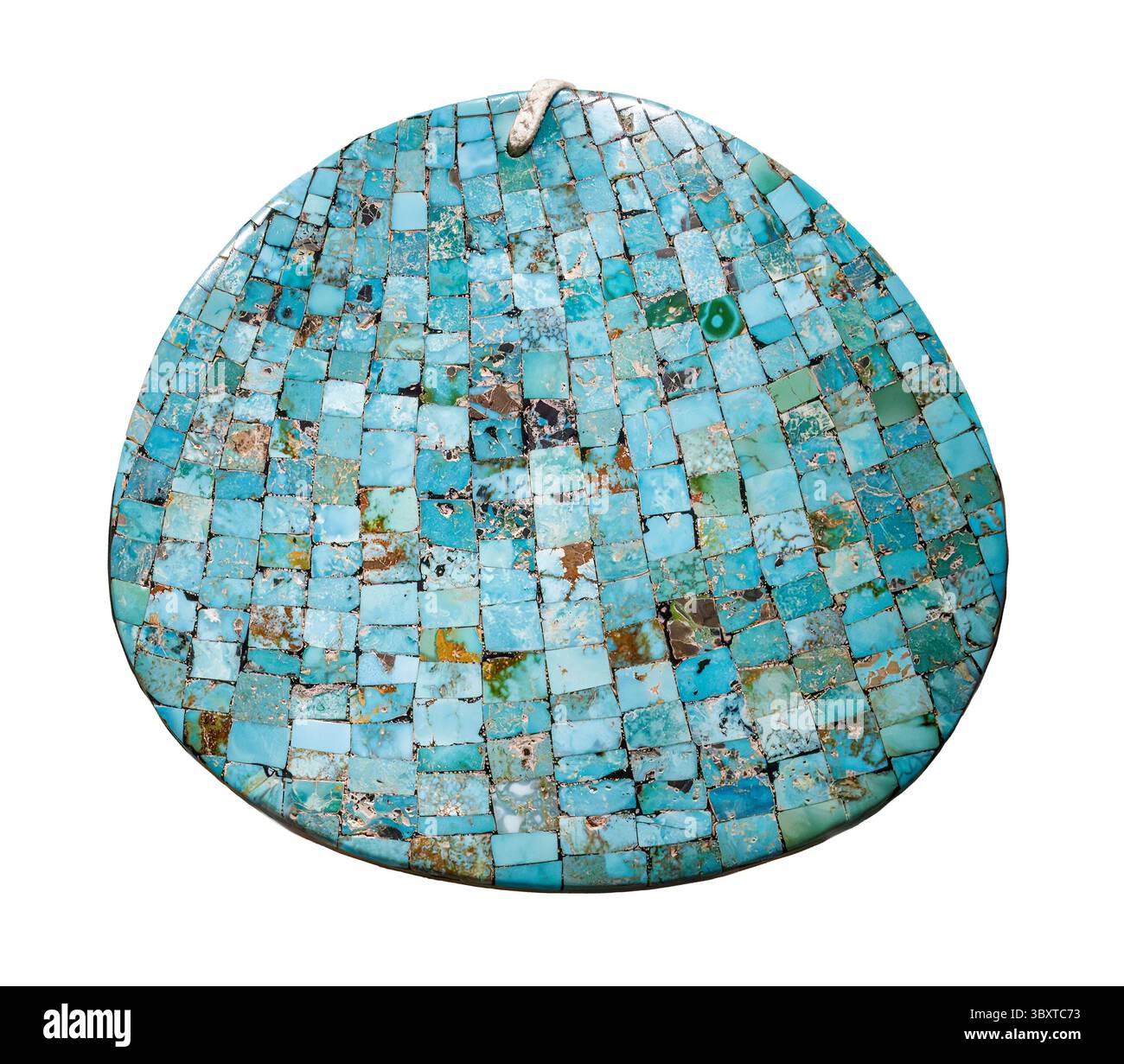 Turquoise Mosaic on Shell, 1960, Turquoise de Nevada mine, USA Banque D'Images