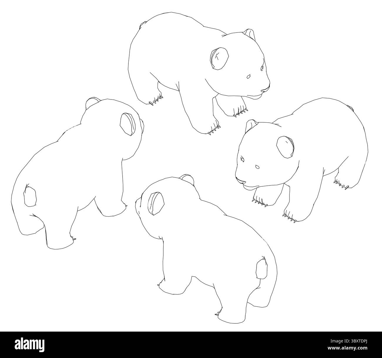 Quatre Panda sont debout dans une ligne. Ils sont tous blancs et n'ont pas de marques. Les Panda regardent dans des directions différentes, avec un regardant vers le LEF Illustration de Vecteur Quatre Panda sont debout dans une ligne. Ils sont tous blancs et n'ont pas de marques. Les Panda regardent dans des directions différentes, avec un regardant vers le LEF Illustration de Vecteur
