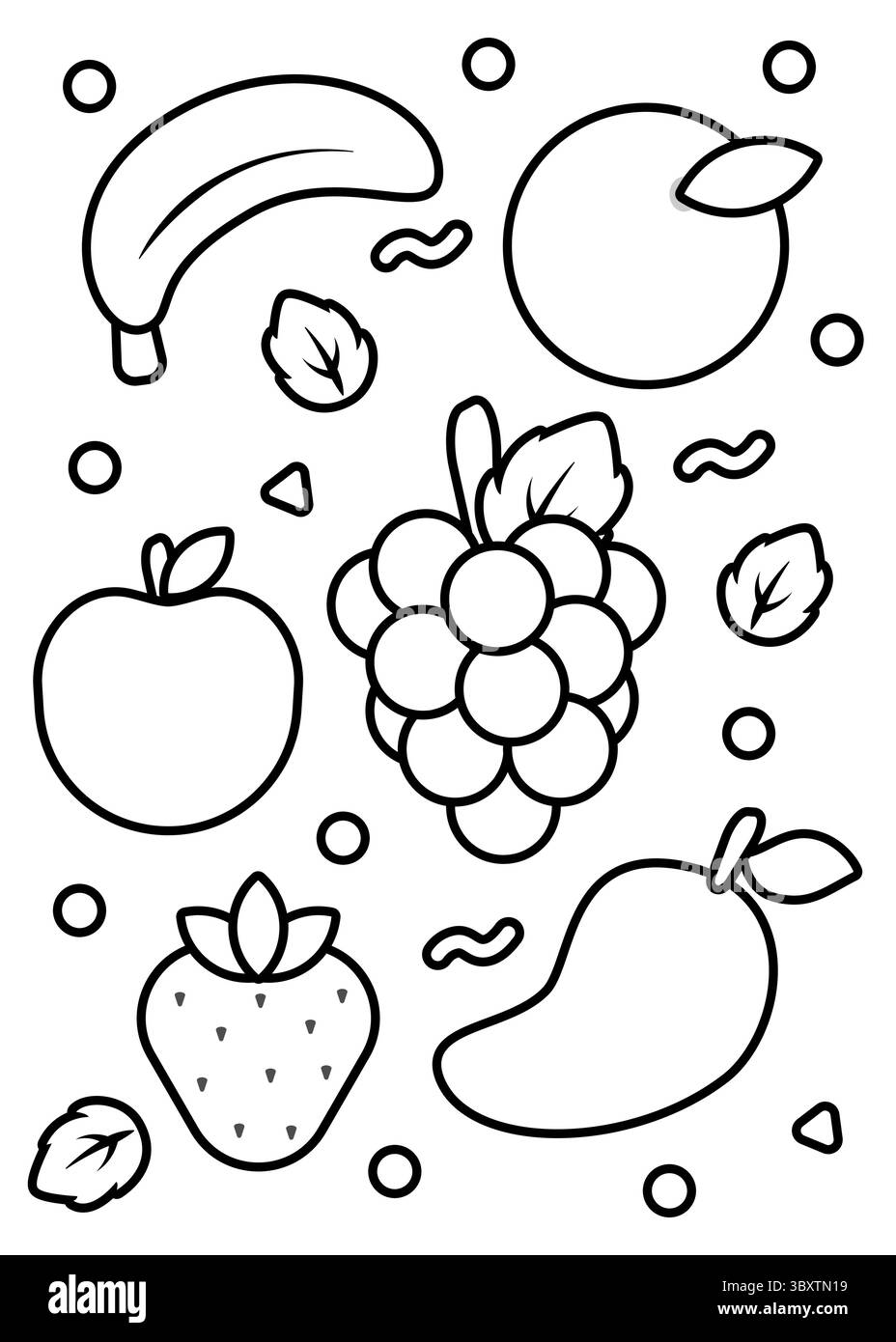 Pages colorées de fruits. Activité pour enfants Illustration de Vecteur