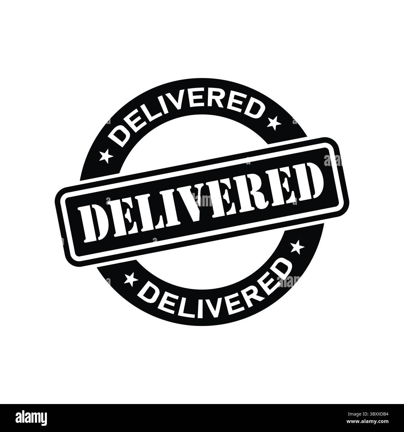 Timbre livré – icône de marque de courrier noire ronde Illustration de Vecteur
