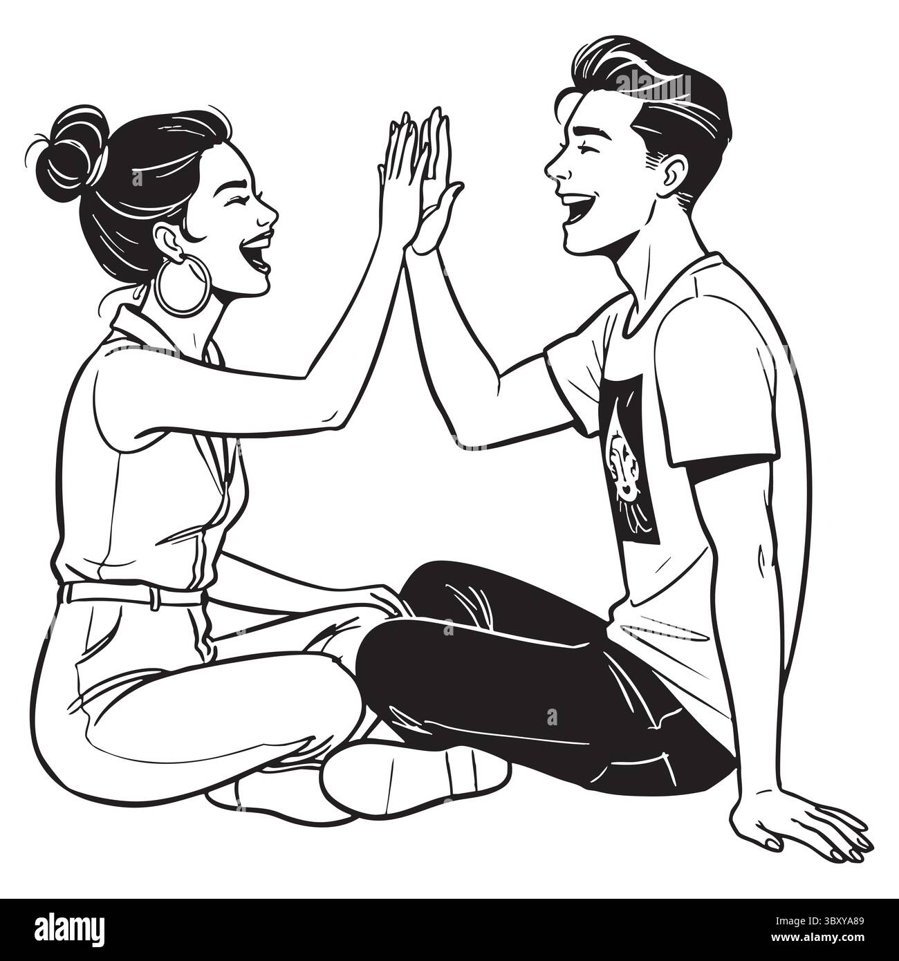 Friendly Day illustrations vectorielles dessinées à la main de meilleurs amis embrassant, riant, assis ensemble, œuvres d'amis de groupe pour cartes, affiches, autocollant Illustration de Vecteur