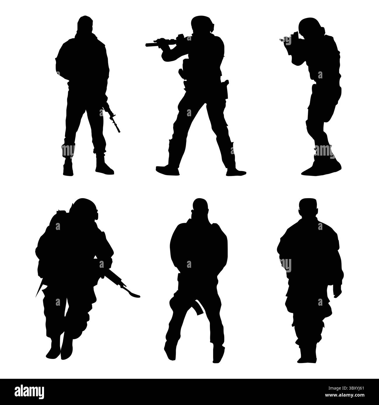 Silhouette de l'armée militaire avec des armes, hommes américains soldats avec fusil, vétéran américain. Contexte de l'indépendance ou du jour du souvenir Illustration de Vecteur