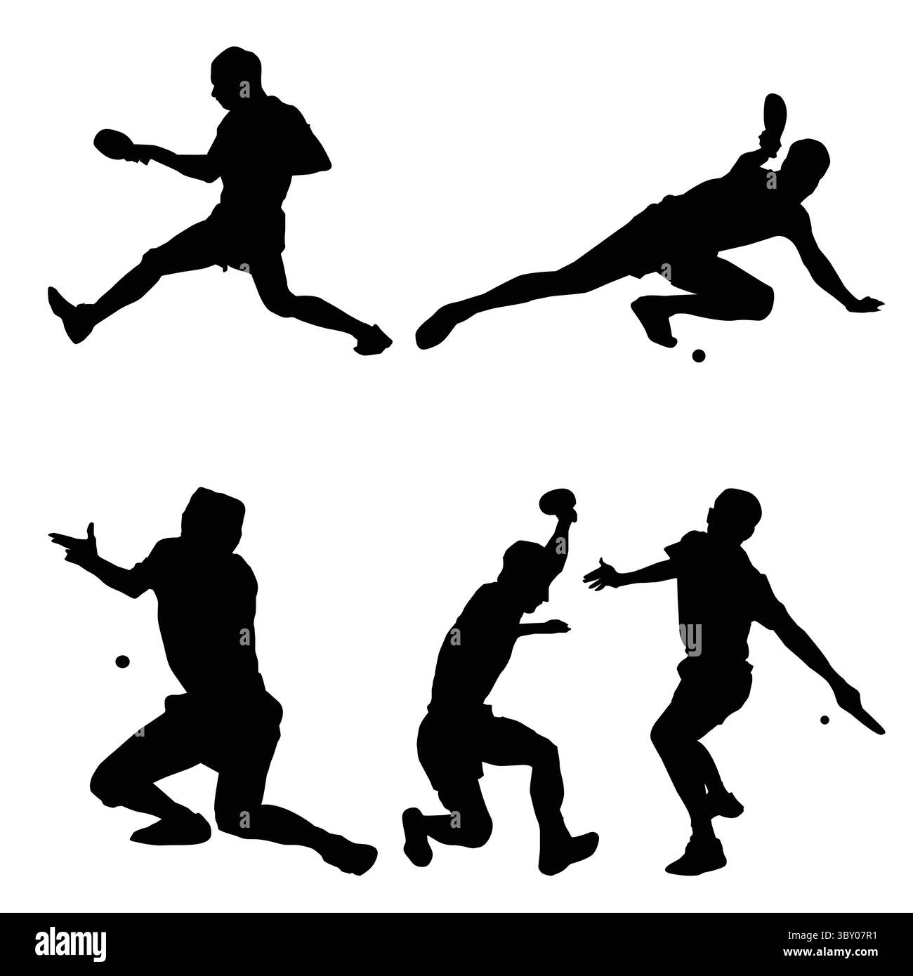 Silhouette joueur de tennis de table formes vol 3 Illustration de Vecteur