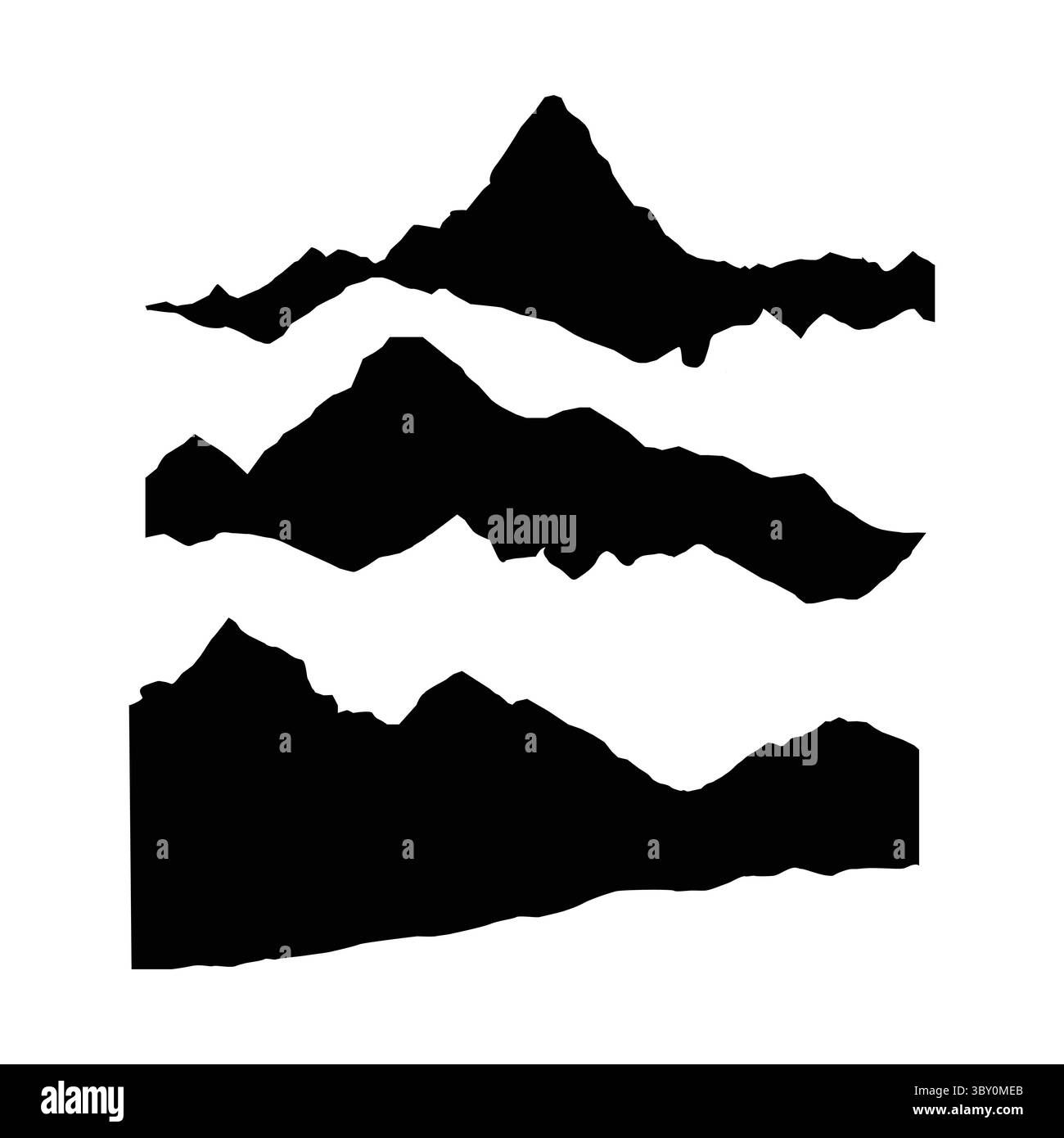 Ensemble vectoriel de silhouettes de montagnes sur le fond blanc Illustration de Vecteur