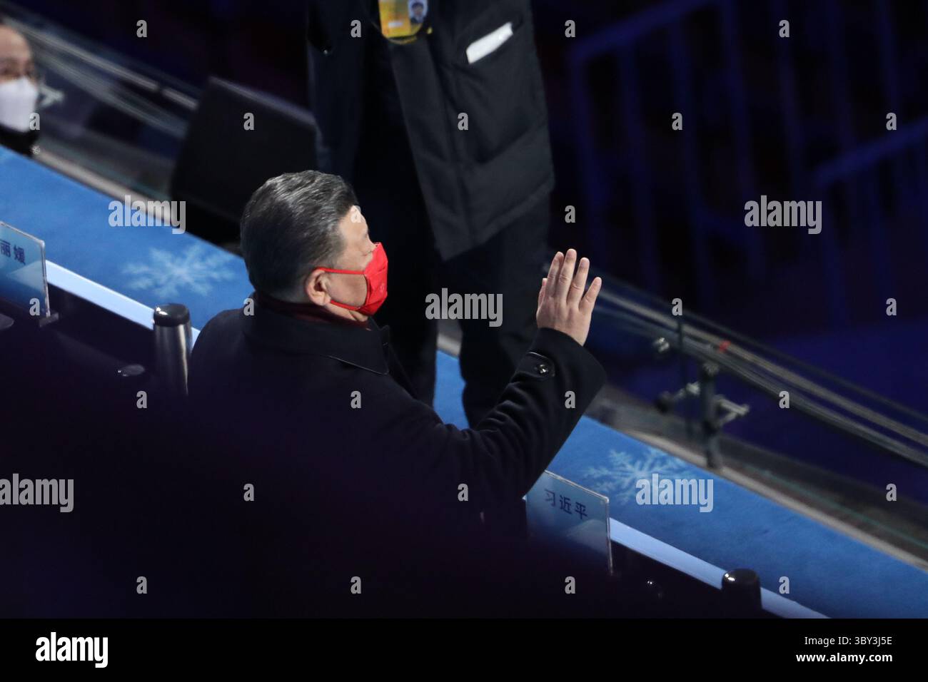 20 février 2022, Pékin, Hebei, Chine : le président chinois XI JINPING arrive et abandonne devant la foule alors qu'il assiste à la cérémonie de clôture des Jeux olympiques d'hiver de Pékin 2022 au stade olympique le 20 février 2022 à Pékin, Chine (crédit image : © Mickael Chavet/ZUMA Press Wire) Banque D'Images
