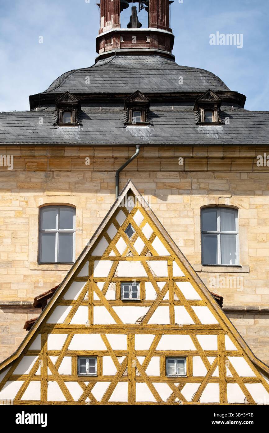 Détail de l'ancien hôtel de ville de Bamberg, haute-Franconie, Franconie, Bavière, Allemagne, classée au patrimoine mondial de l'UNESCO, Europe Banque D'Images