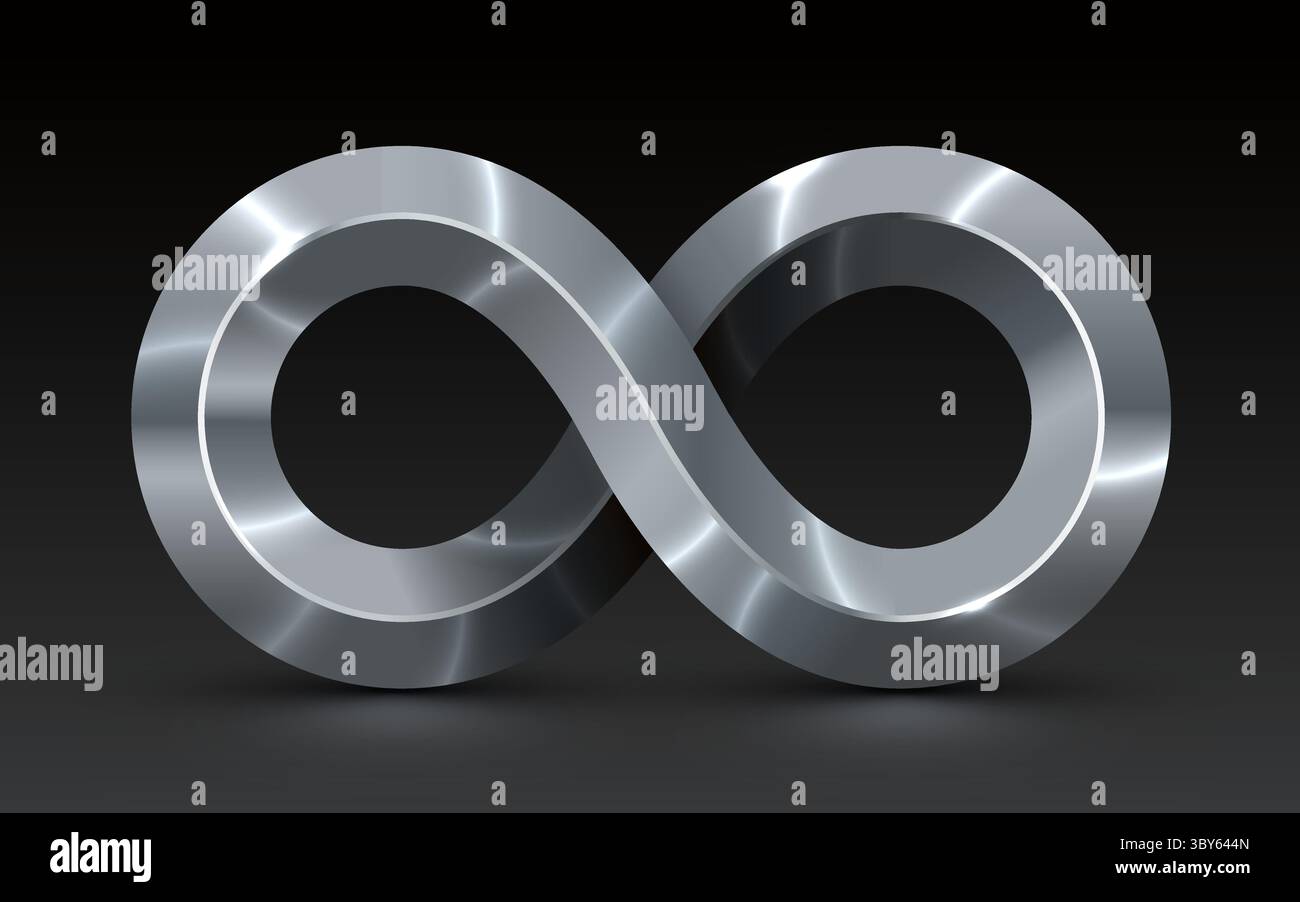 Symbole d'infini en fer 3D. Métal brillant réaliste. Illustration vectorielle Illustration de Vecteur