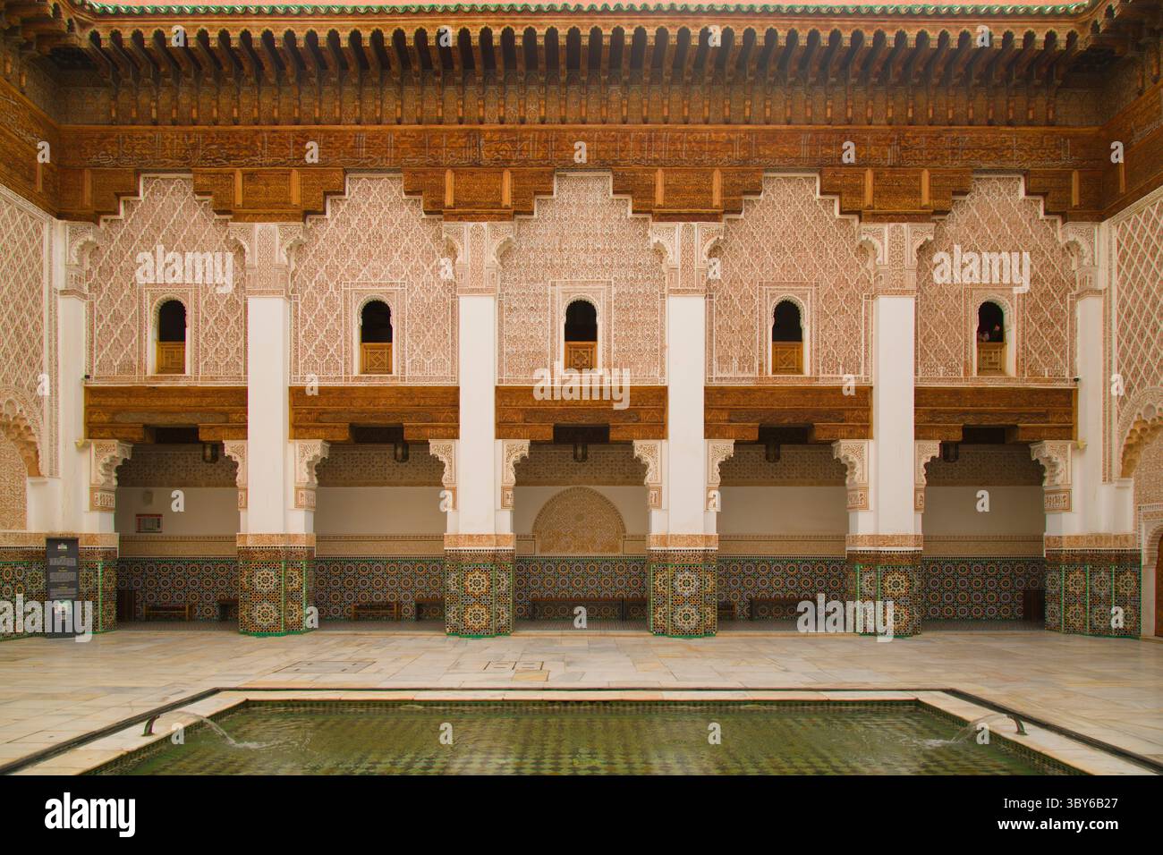Maroc, Marrakech, Madrasa Ben Youssef, école islamique, Banque D'Images