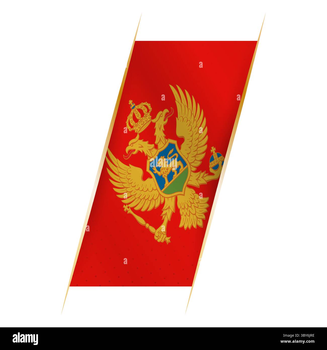 Drapeau du Monténégro sous la forme d'une bannière avec effet ondulant et ombre. Conception vectorielle moderne. Illustration de Vecteur
