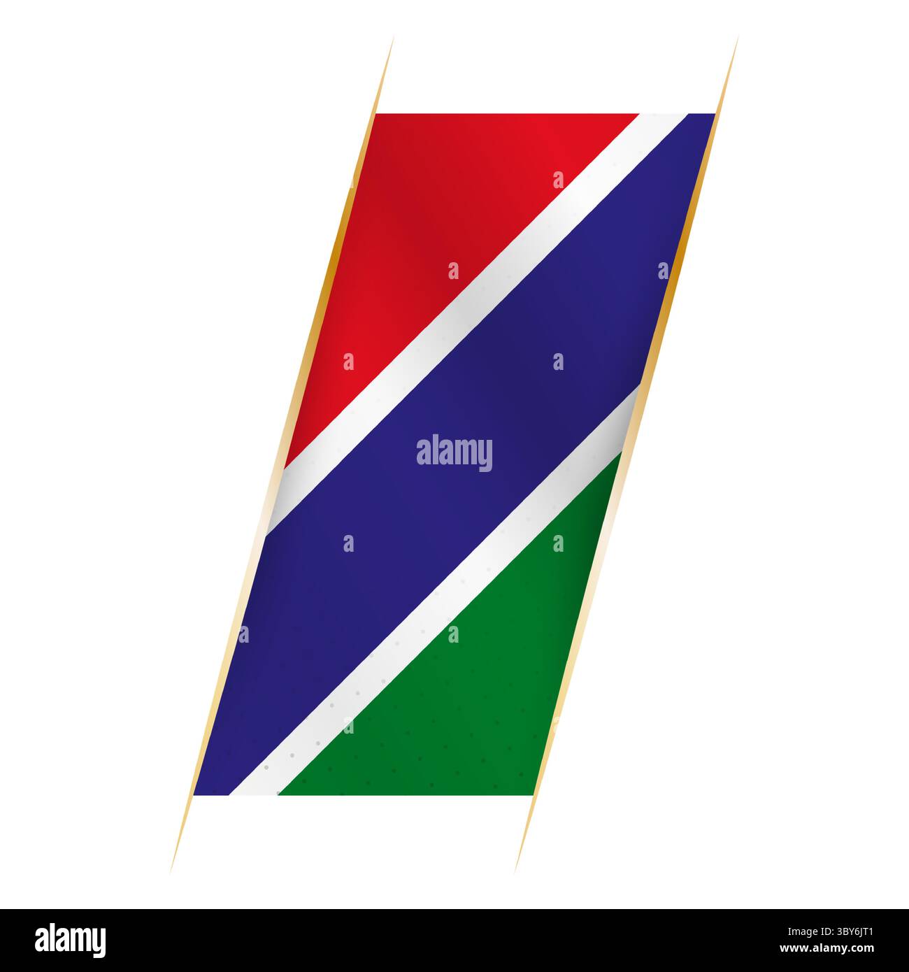 Drapeau de Gambie sous la forme d'une bannière avec effet ondulant et ombre. Conception vectorielle moderne. Illustration de Vecteur