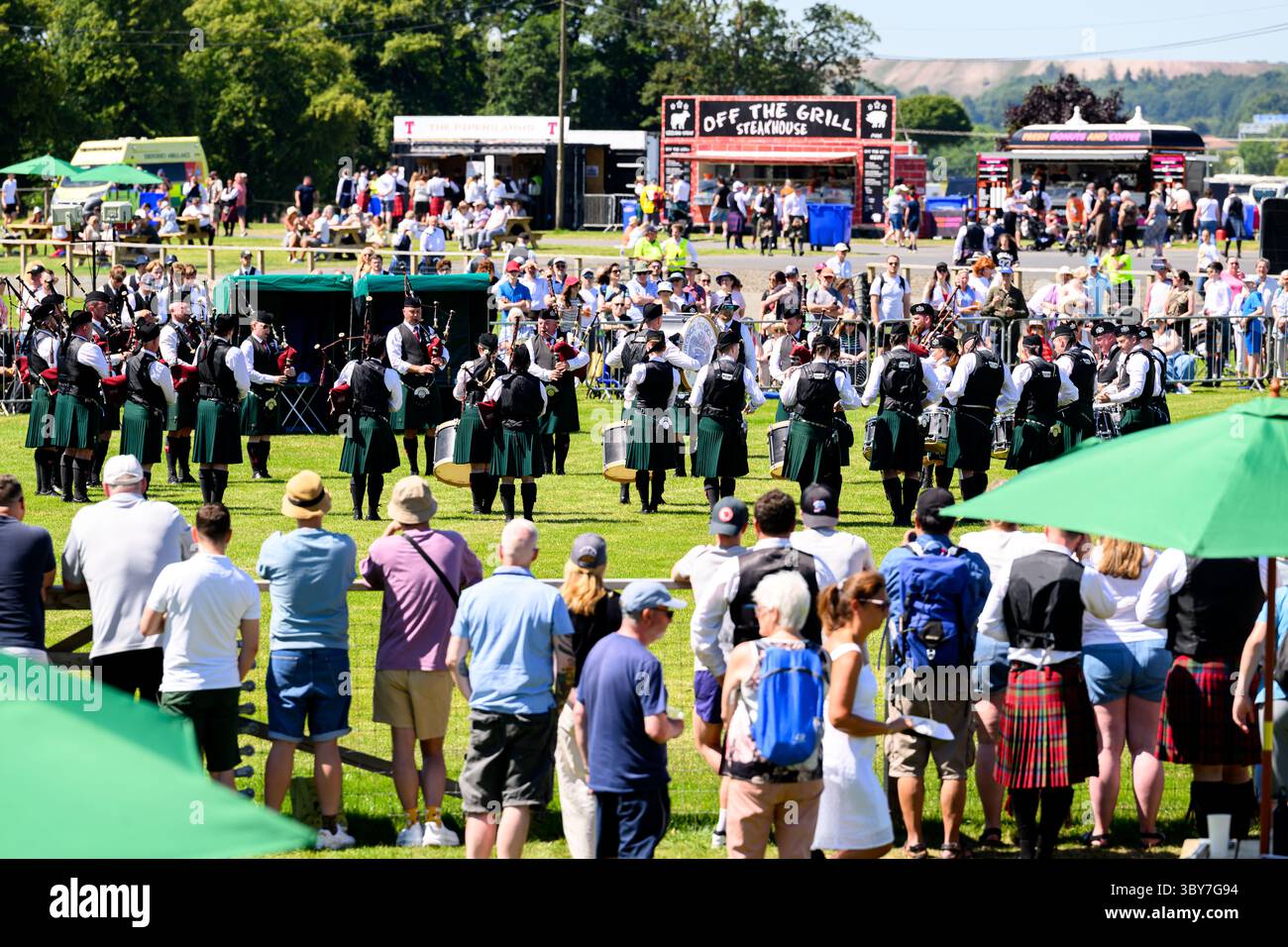 Championnats britanniques de pipe-band, Royal Highland Centre, Ingliston, Édimbourg, Écosse, Royaume-Uni Banque D'Images