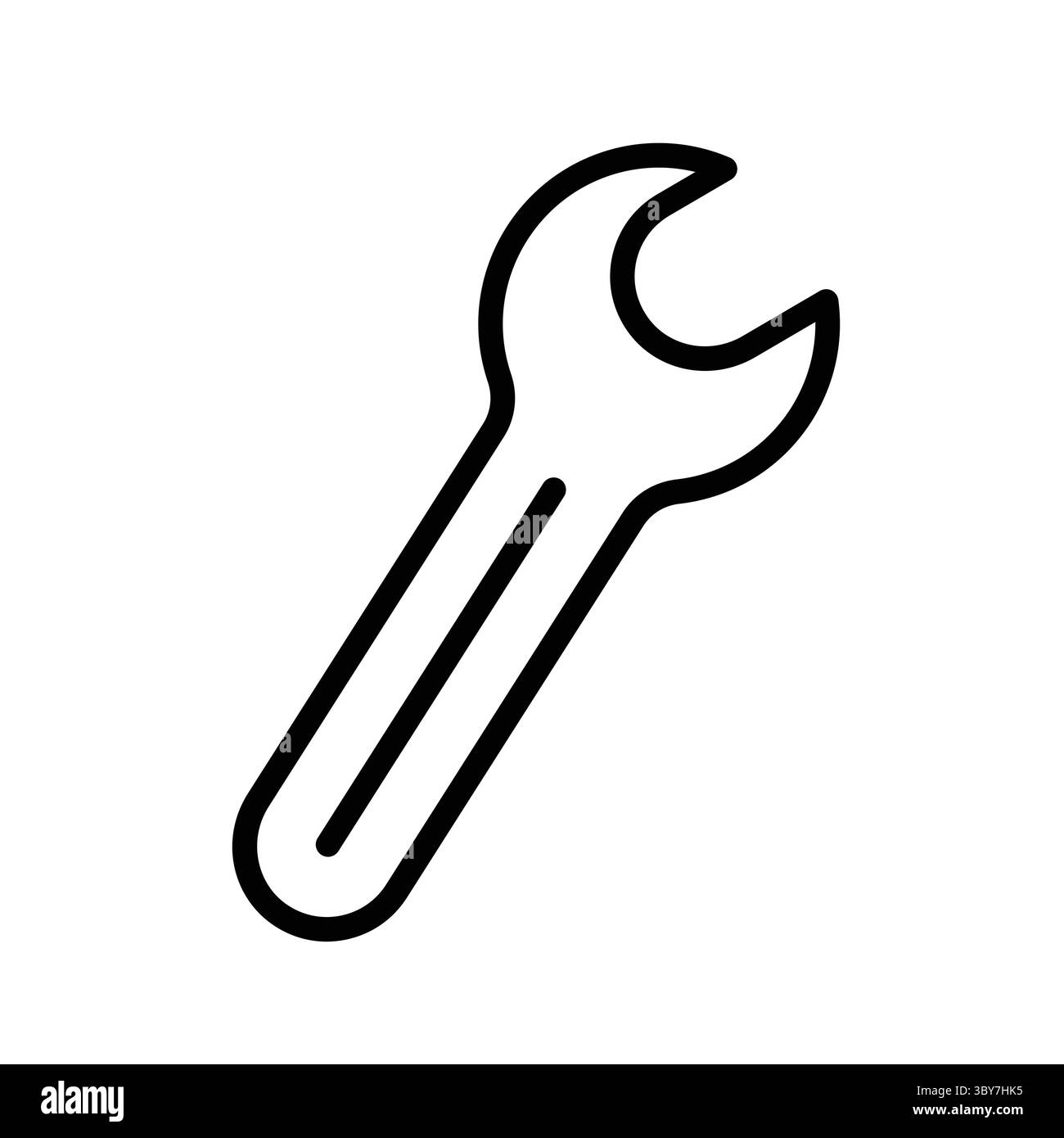 Cette image présente une illustration vectorielle simple d'une clé, idéale pour les mécaniciens ou les amateurs de bricolage. Il représente les outils de réparation et l'équipement de maintenance Illustration de Vecteur