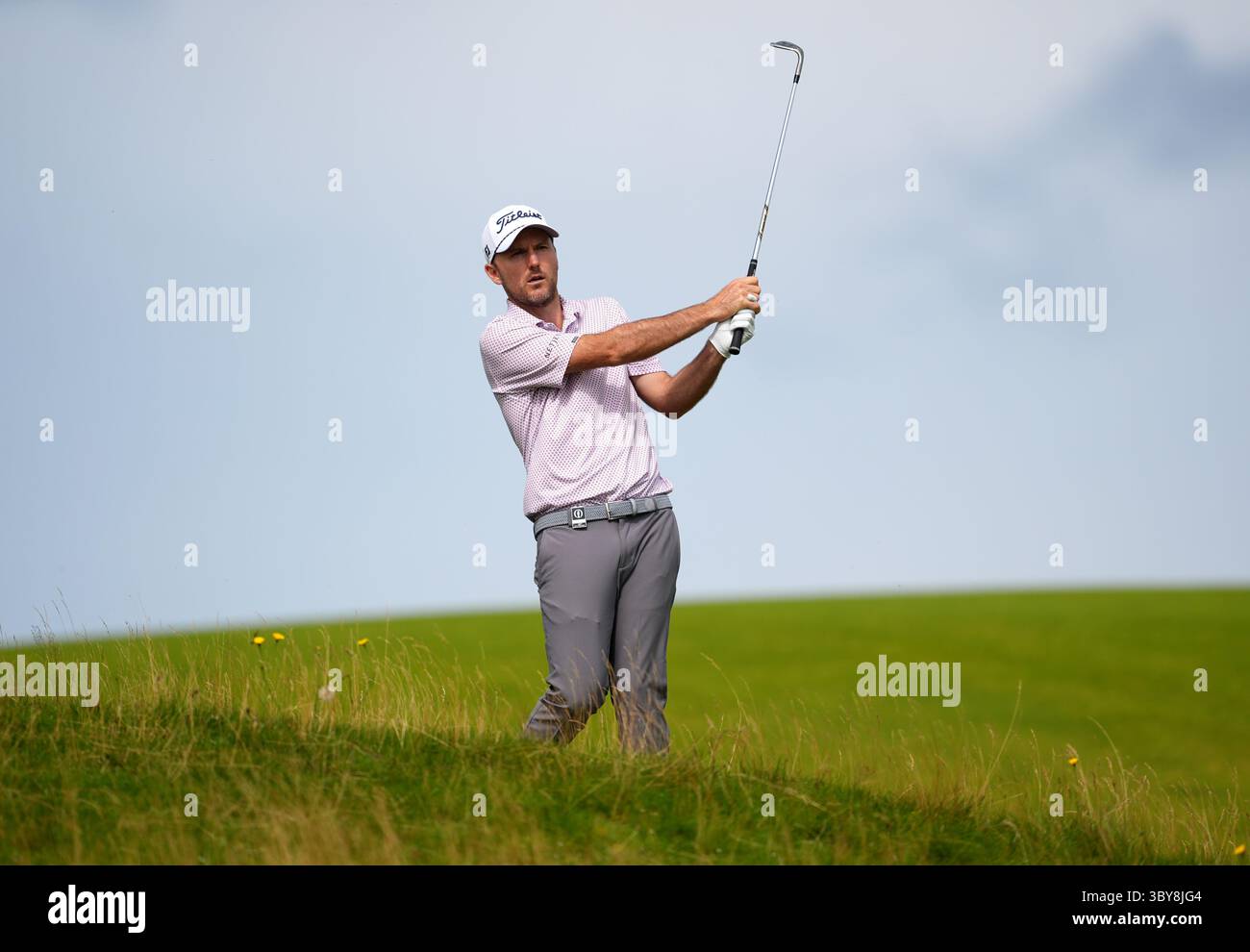 L'américain Russell Henley le 17e jour du 153e Open Championship à Royal Portrush dans le comté d'Antrim, Irlande du Nord. Date de la photo : samedi 19 juillet 2025. Banque D'Images
