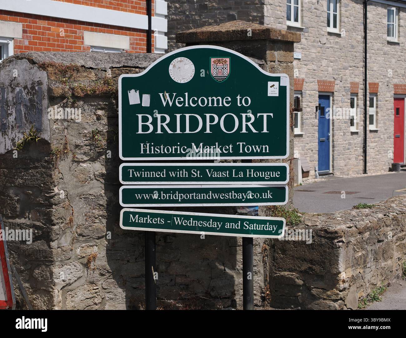 Bienvenue à Bridport Sign, à Bridport, Dorset, Royaume-Uni Banque D'Images