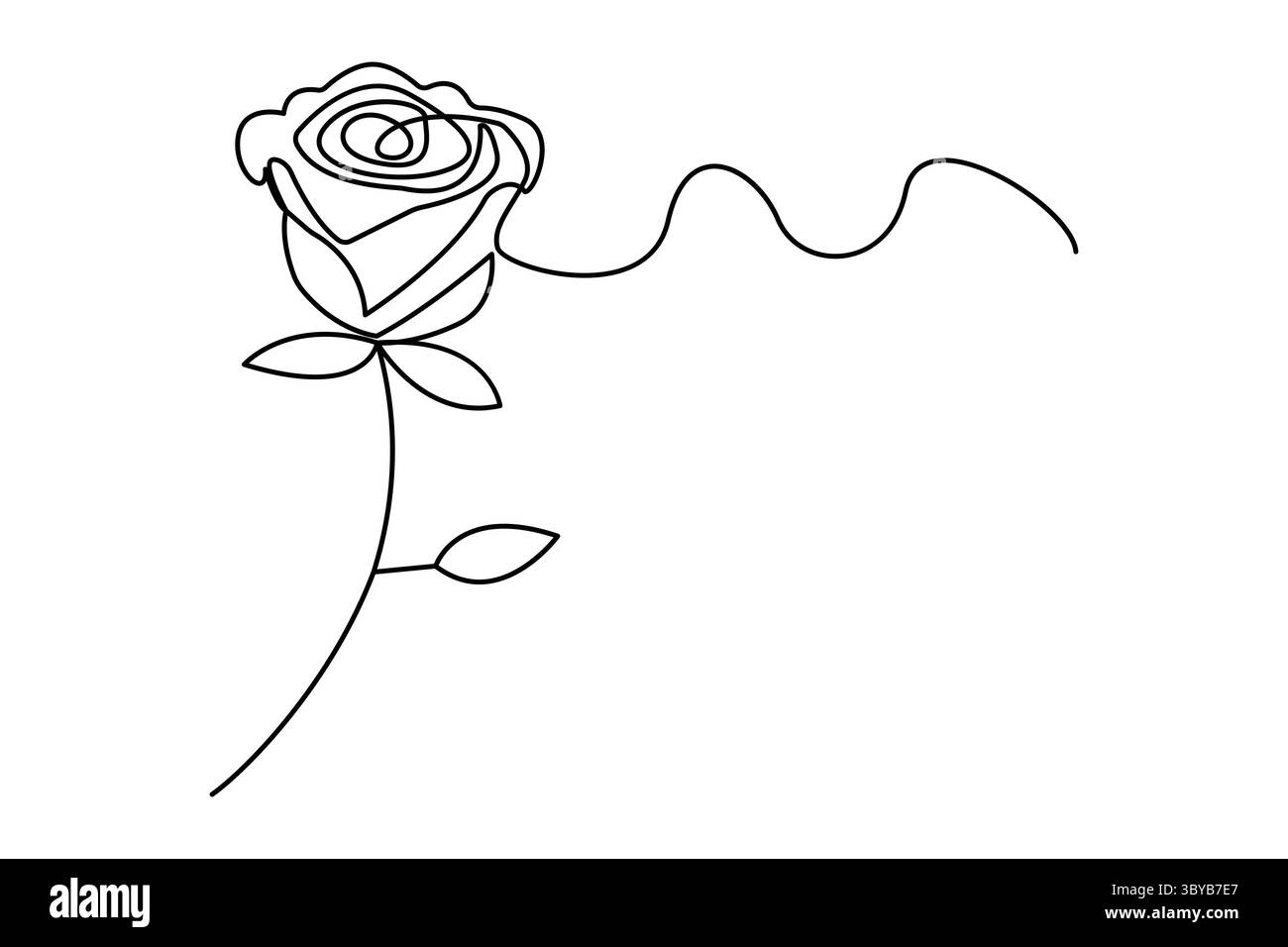 Icône de fleur de rose dans une ligne style minimaliste illustration de contour isolé Illustration de Vecteur