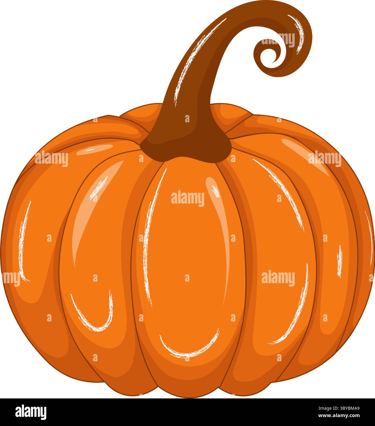 Citrouille mûre, illustration vectorielle sur fond blanc. Légume d'automne lumineux et frais, idéal pour la conception saisonnière, emballage alimentaire, étiquettes, autocollants, marchés agricoles, et décor de Thanksgiving. Illustration de Vecteur