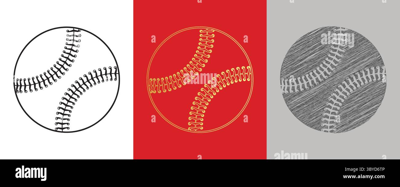Balle de baseball Noir, Or, esquisse illustration vectorielle abstraction image modifiable Illustration de Vecteur