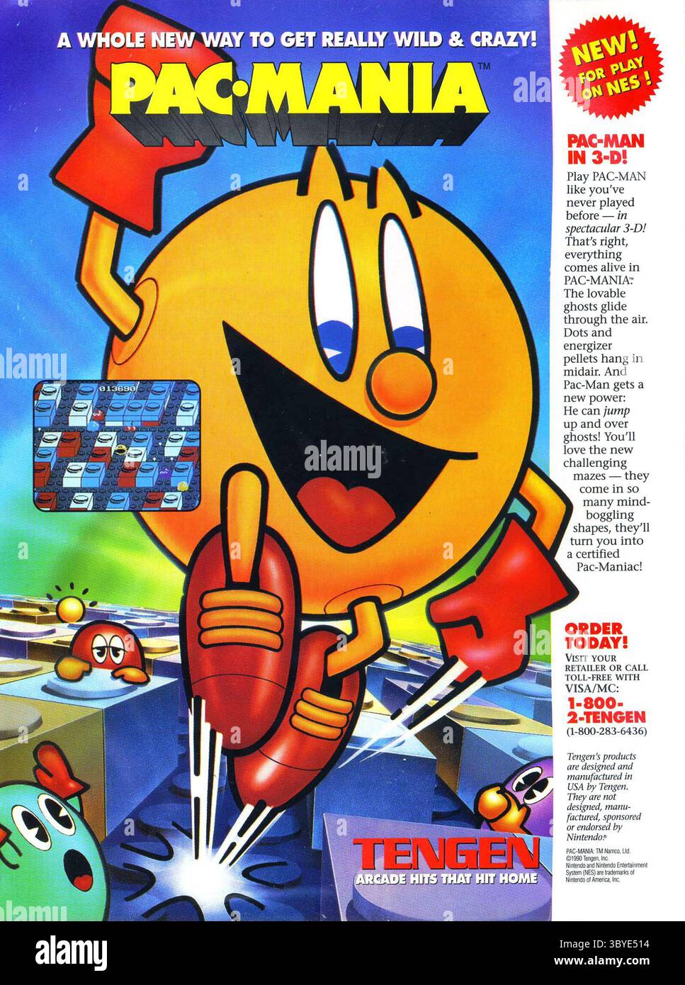 1990 PAC-Mania Nintendo publicité américaine Banque D'Images