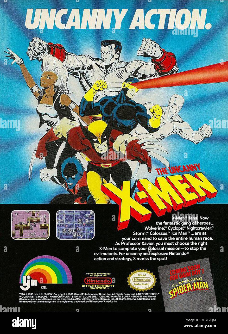 1990 1990 Uncanny X-Men NES annonce Banque D'Images