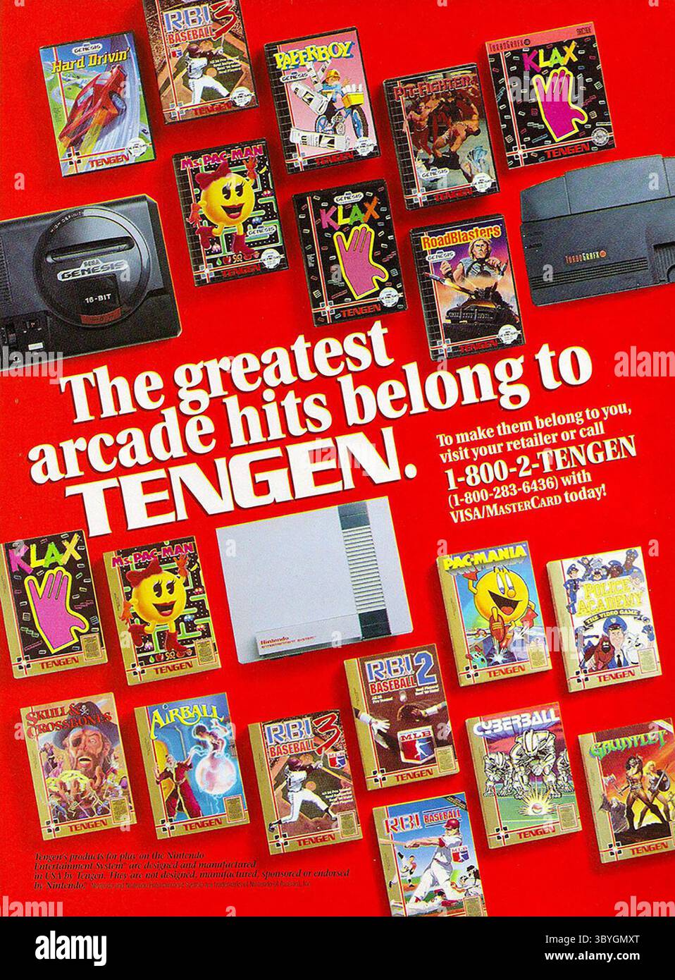 1989 publicité pour 'The Greatest arcade hits' de Tengen, un développeur et éditeur de jeux vidéo Banque D'Images