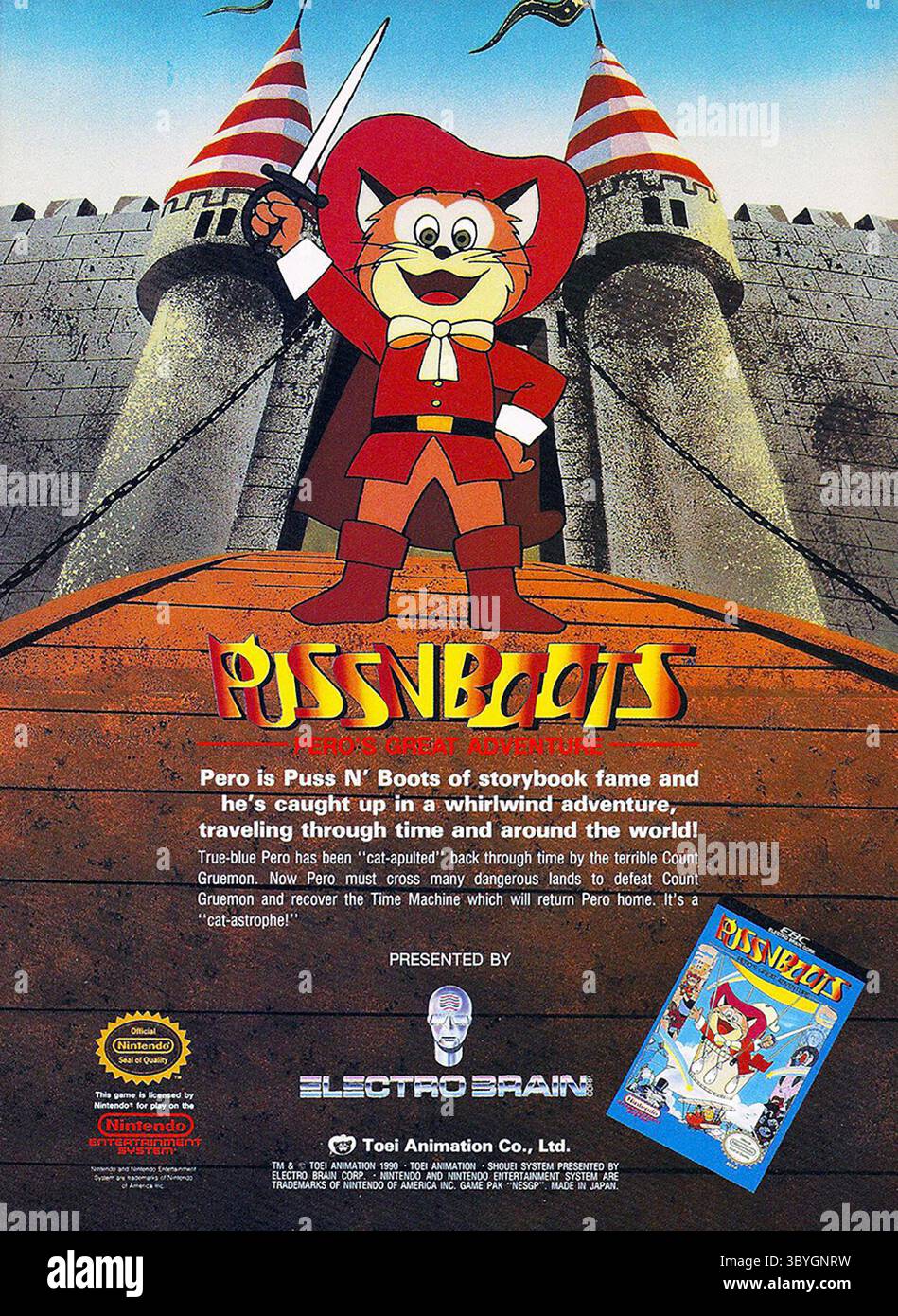 Publicité Nintendo Puss 'n Boots 1990 Banque D'Images Publicité Nintendo Puss 'n Boots 1990 Banque D'Images