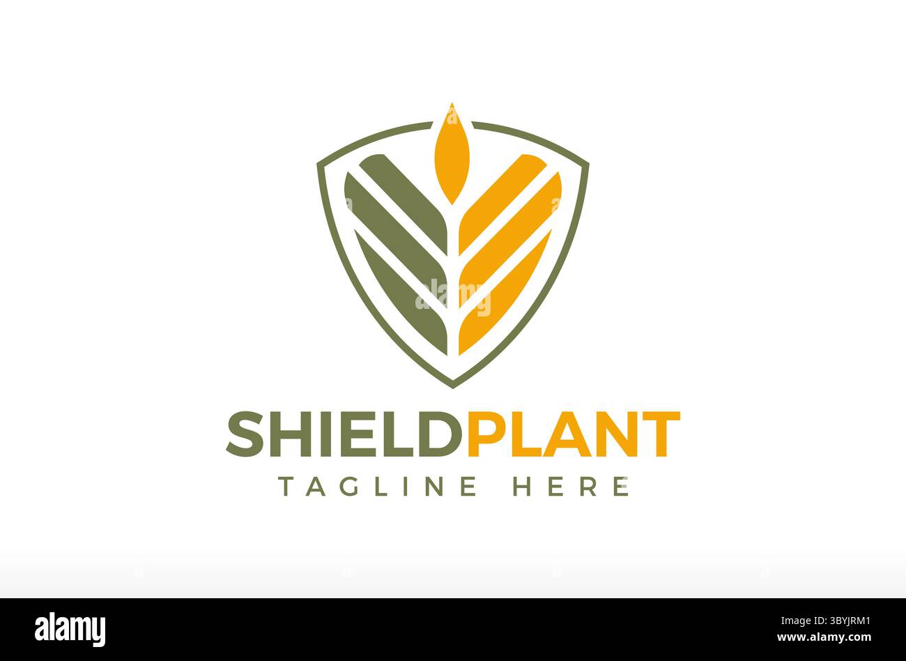 Plante agricole avec Shield logo Design, protège la ferme contre les insectes nuisibles, les insectes et les humains créant de mauvaises choses, bouclier de grain de récolte, agroalimentaire Illustration de Vecteur