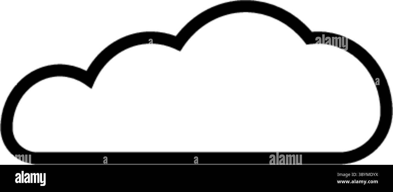 Contour noir minimaliste d'un nuage de cumulus moelleux sur fond blanc. Design épuré et simple. Illustration de Vecteur