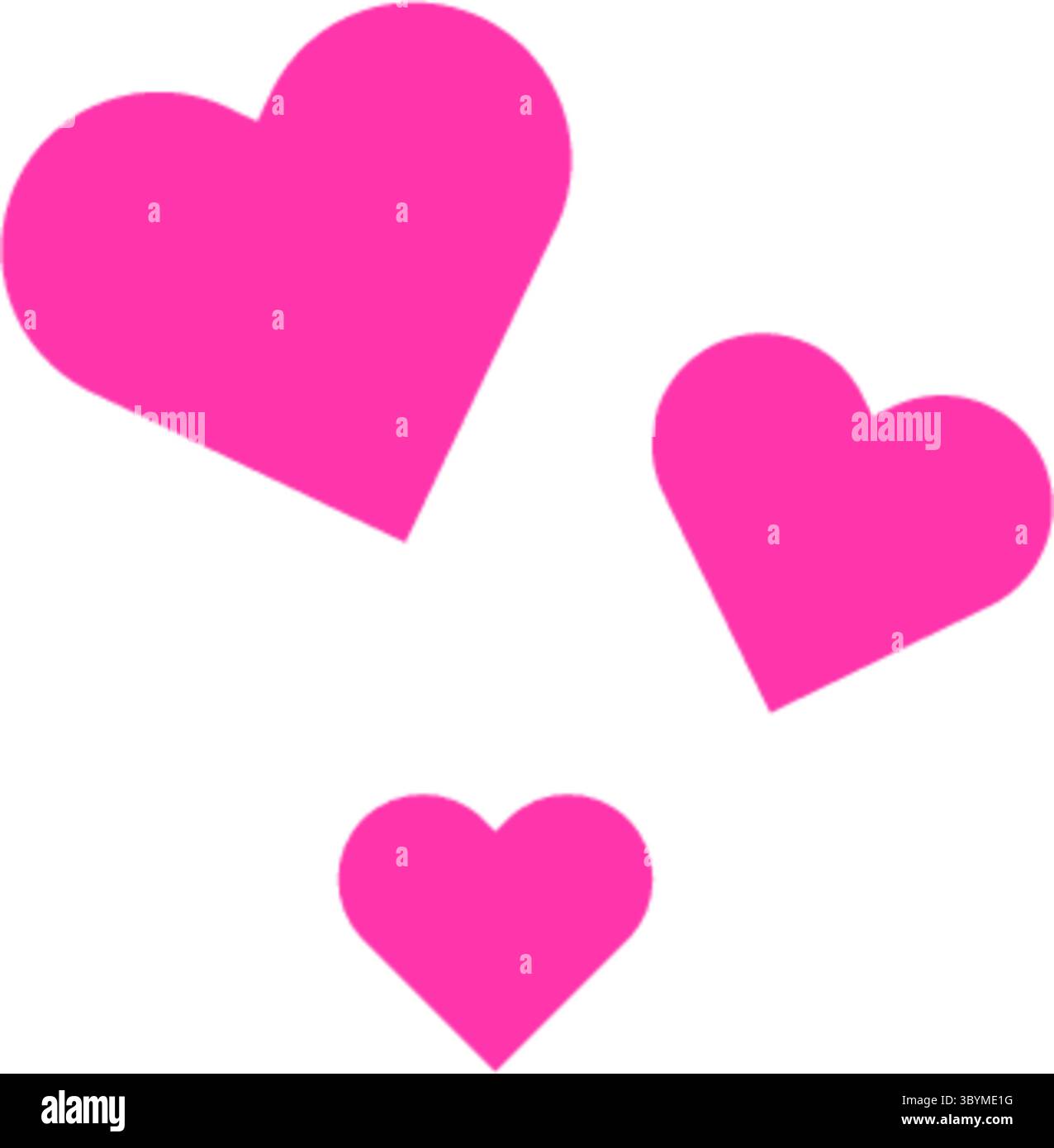 Trois coeurs roses vibrants de différentes tailles sont représentés flottant sur un fond blanc propre. Illustration de Vecteur