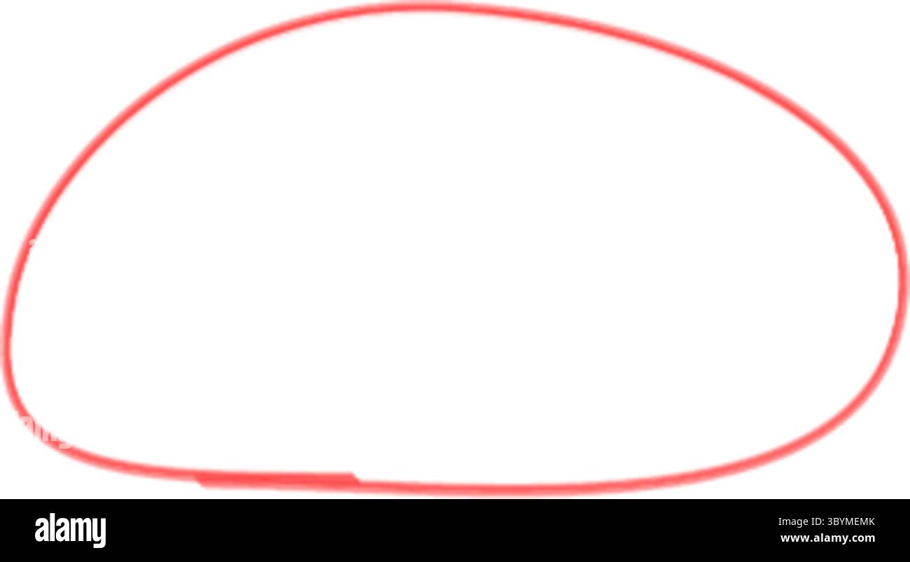 Une illustration minimaliste avec un contour circulaire rouge mince dessiné à la main sur un fond blanc propre, suggérant simplicité et formes de base. Illustration de Vecteur