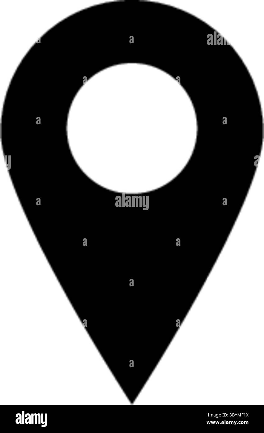 Une icône d'épingle de localisation noire simple et audacieuse sur fond blanc. Il indique un point d'intérêt ou une destination. Illustration de Vecteur