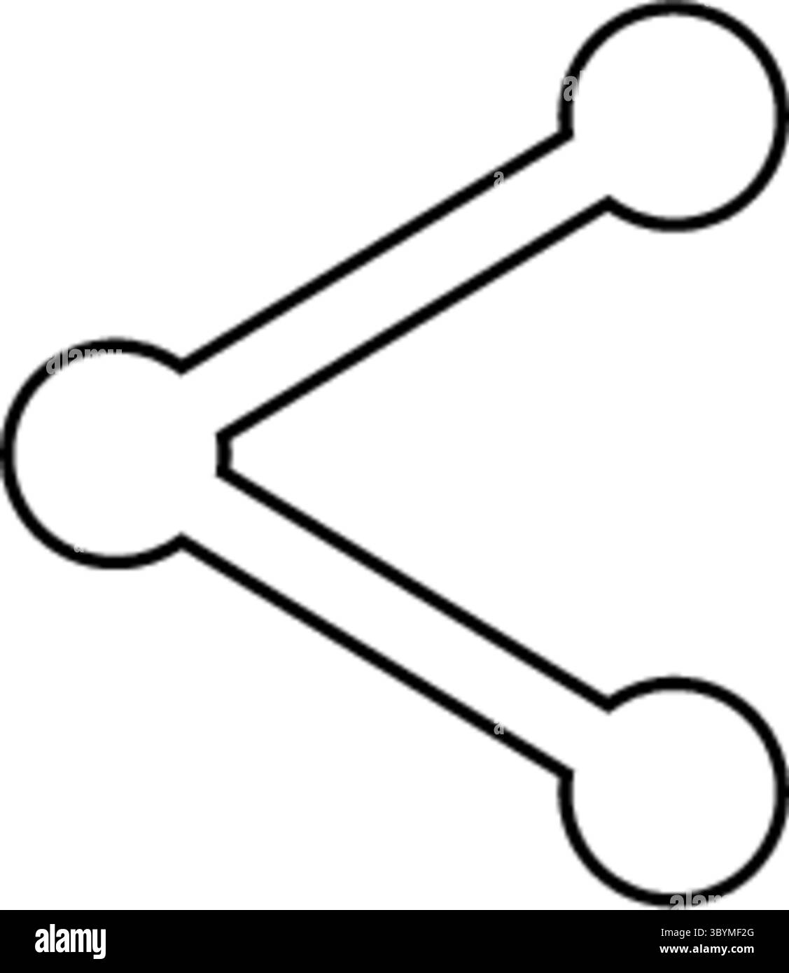 Dessin au trait minimaliste d'un nœud avec deux branches pointant vers l'extérieur, symbolisant la connexion, le partage ou le réseau. Illustration de Vecteur