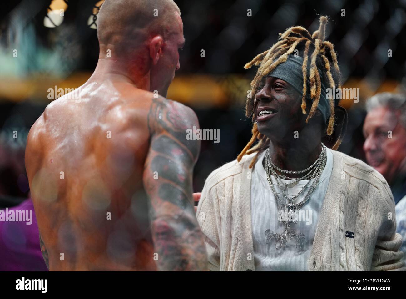 New Orleans, Louisiane, États-Unis. 19 juillet 2025. NEW ORLEANS, LOS ANGELES - 19 JUILLET : Lil Wayne à l'UFC318 - Holloway vs Poirier 3 au Smoothie King Center le 19 juillet 2025 à la Nouvelle-Orléans, LOS ANGELES (photo par Louis Grasse/PxImages) crédit : px images/Alamy Live News Banque D'Images